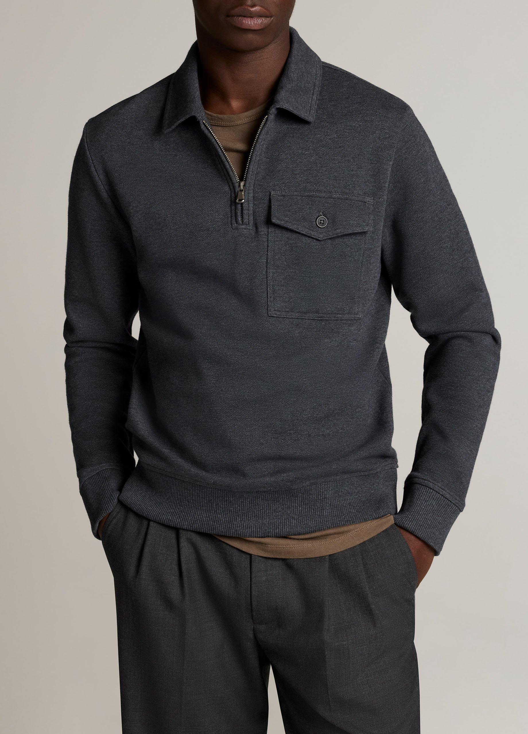 Double-Knit Piqu&eacute; Zip Polo Pullover image number 0