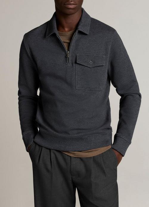 Double-Knit Piqu&eacute; Zip Polo Pullover