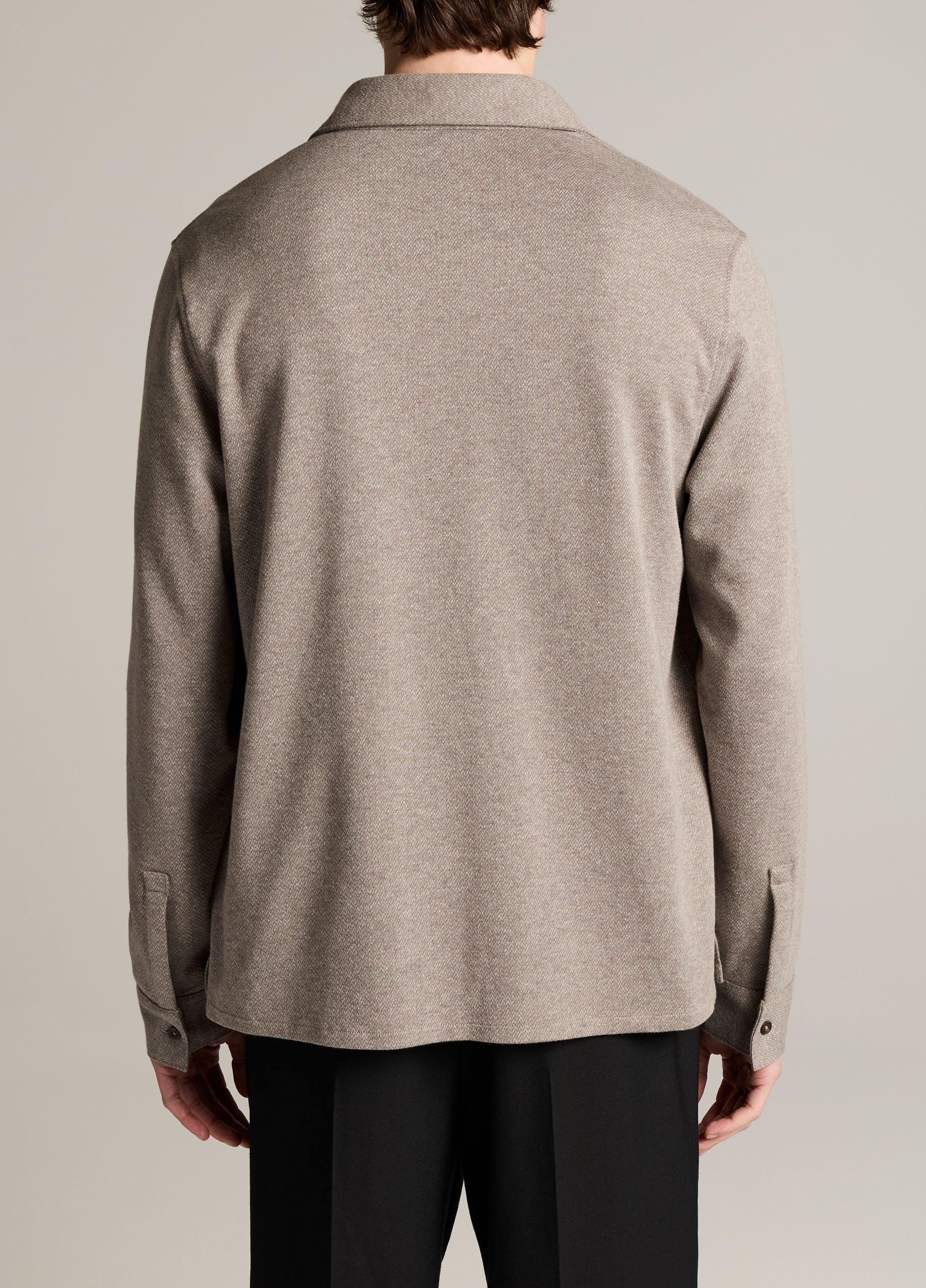 Herringbone Cotton-Blend Button-Front Shirt image number 2