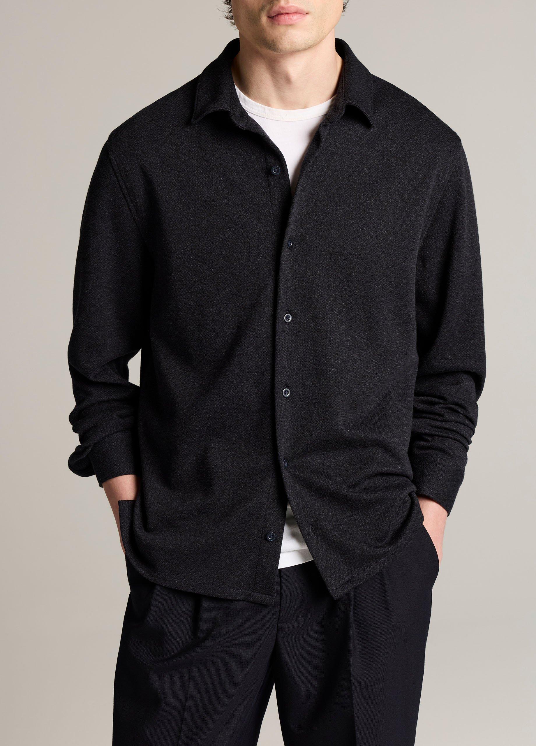 Herringbone Cotton-Blend Button-Front Shirt image number 0