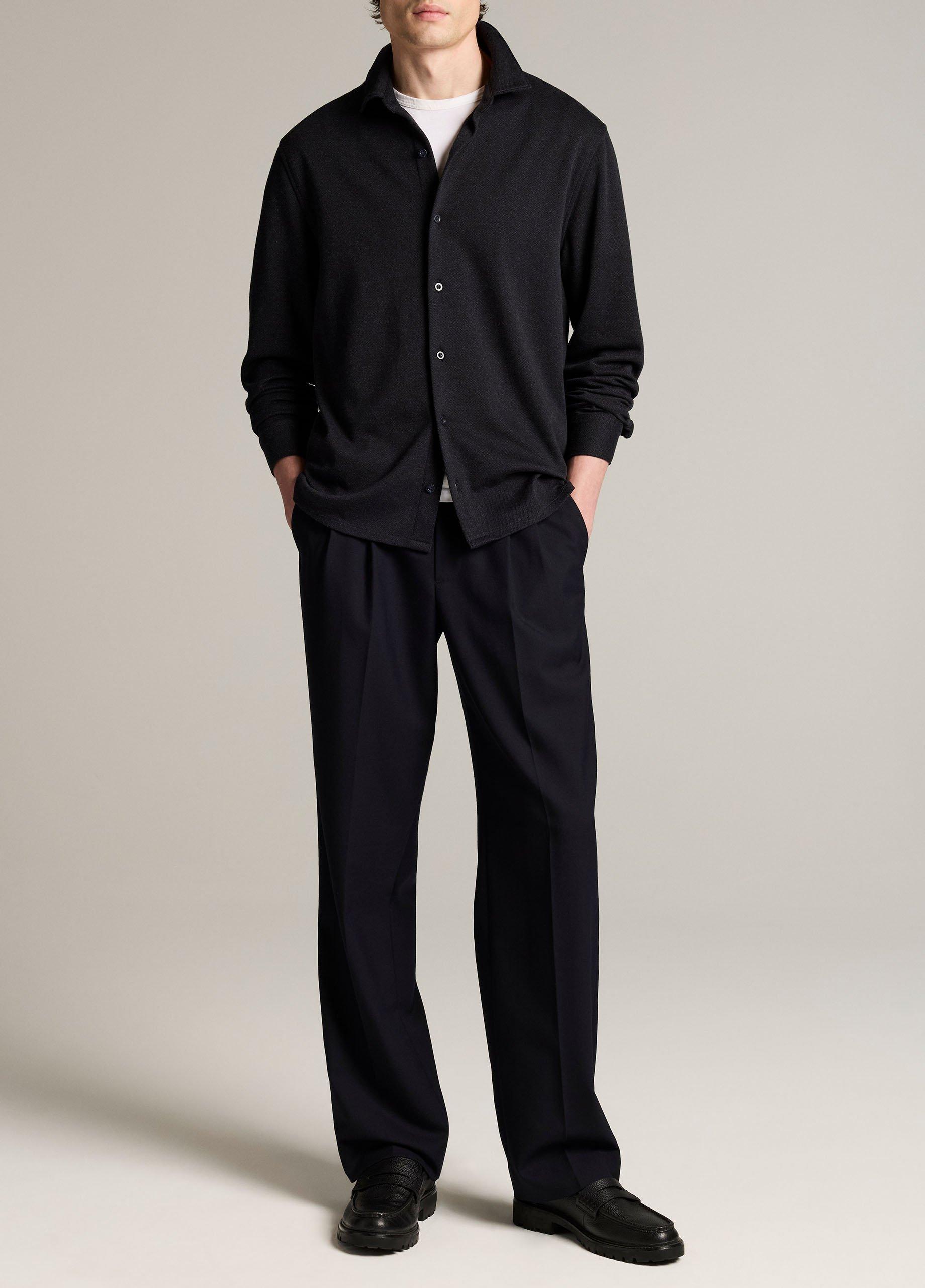 Herringbone Cotton-Blend Button-Front Shirt image number 3