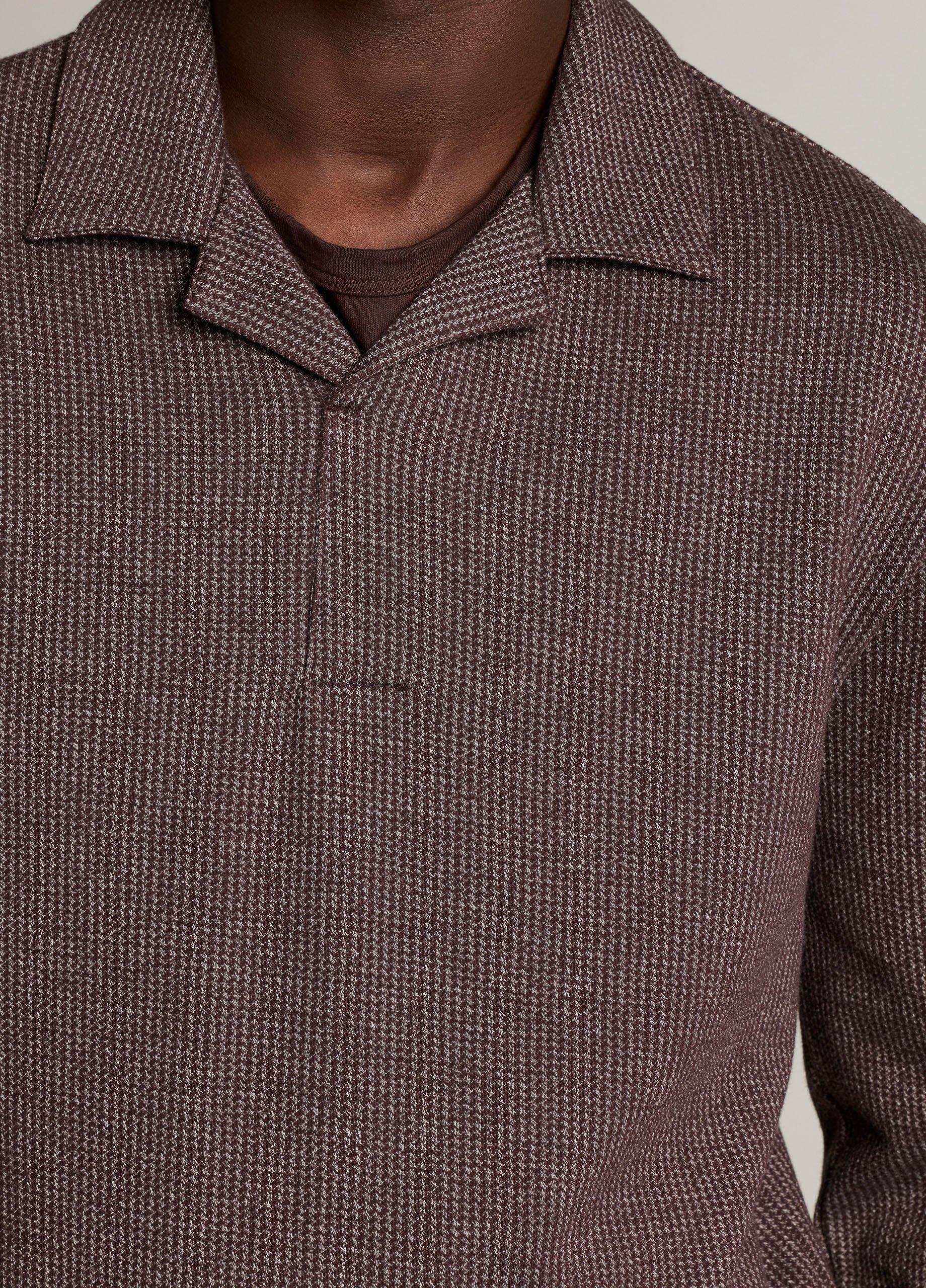 Blurred Birdseye Cotton-Blend Johnny-Collar Shirt image number 1