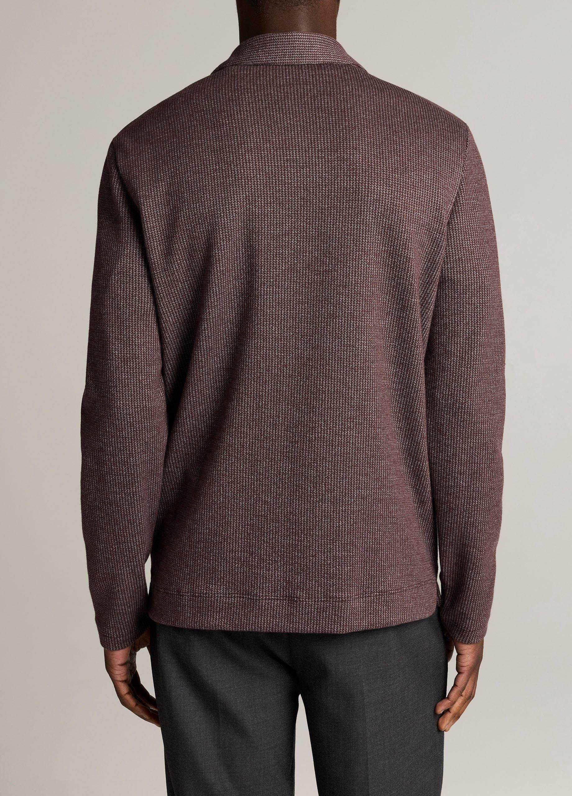 Blurred Birdseye Cotton-Blend Johnny-Collar Shirt image number 2