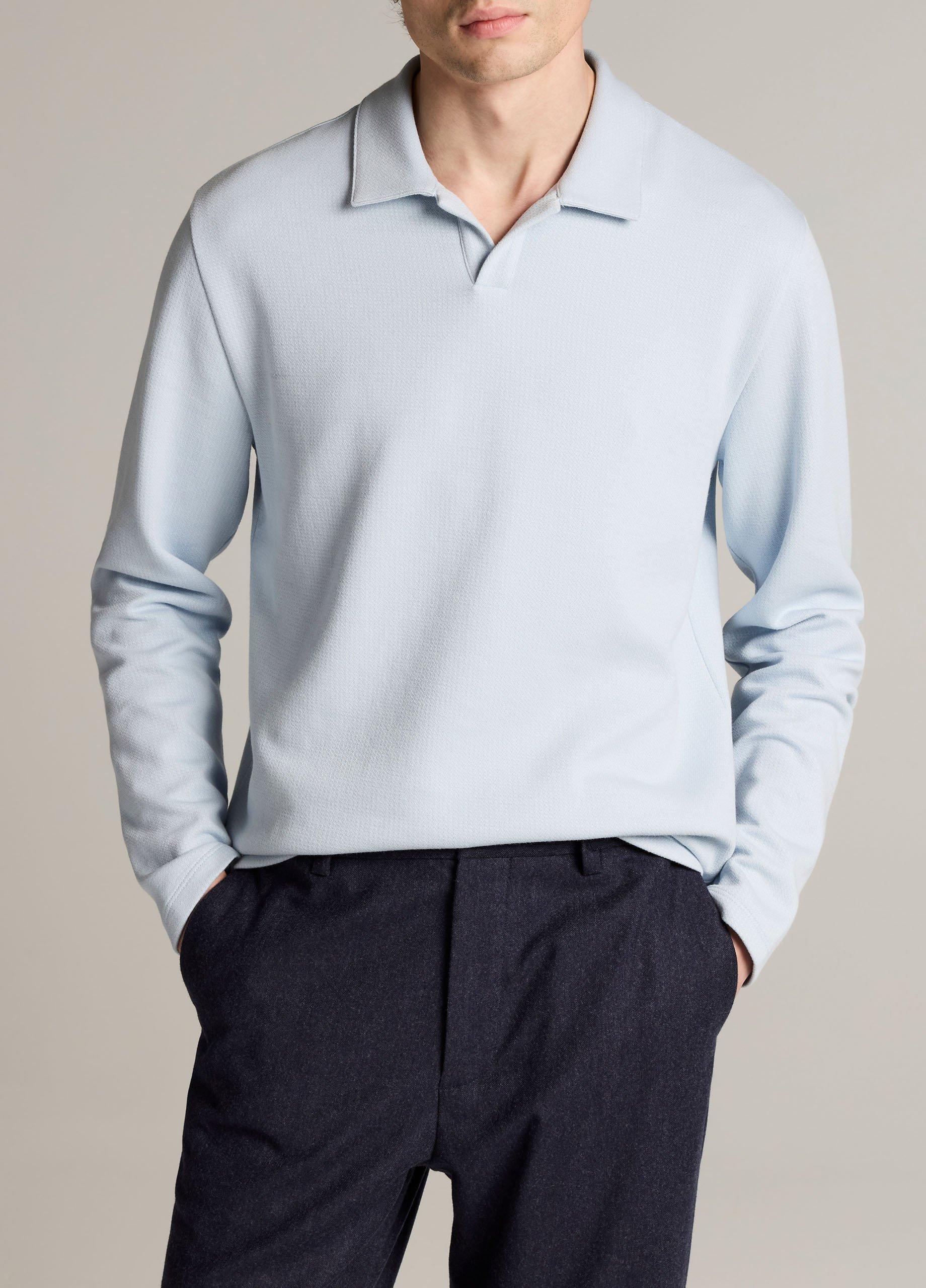 Blurred Birdseye Cotton-Blend Johnny-Collar Shirt image number 0