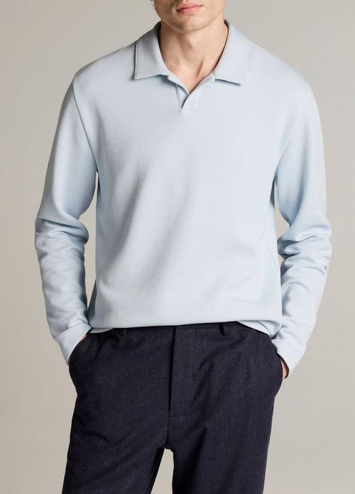 Blurred Birdseye Cotton-Blend Johnny-Collar Shirt