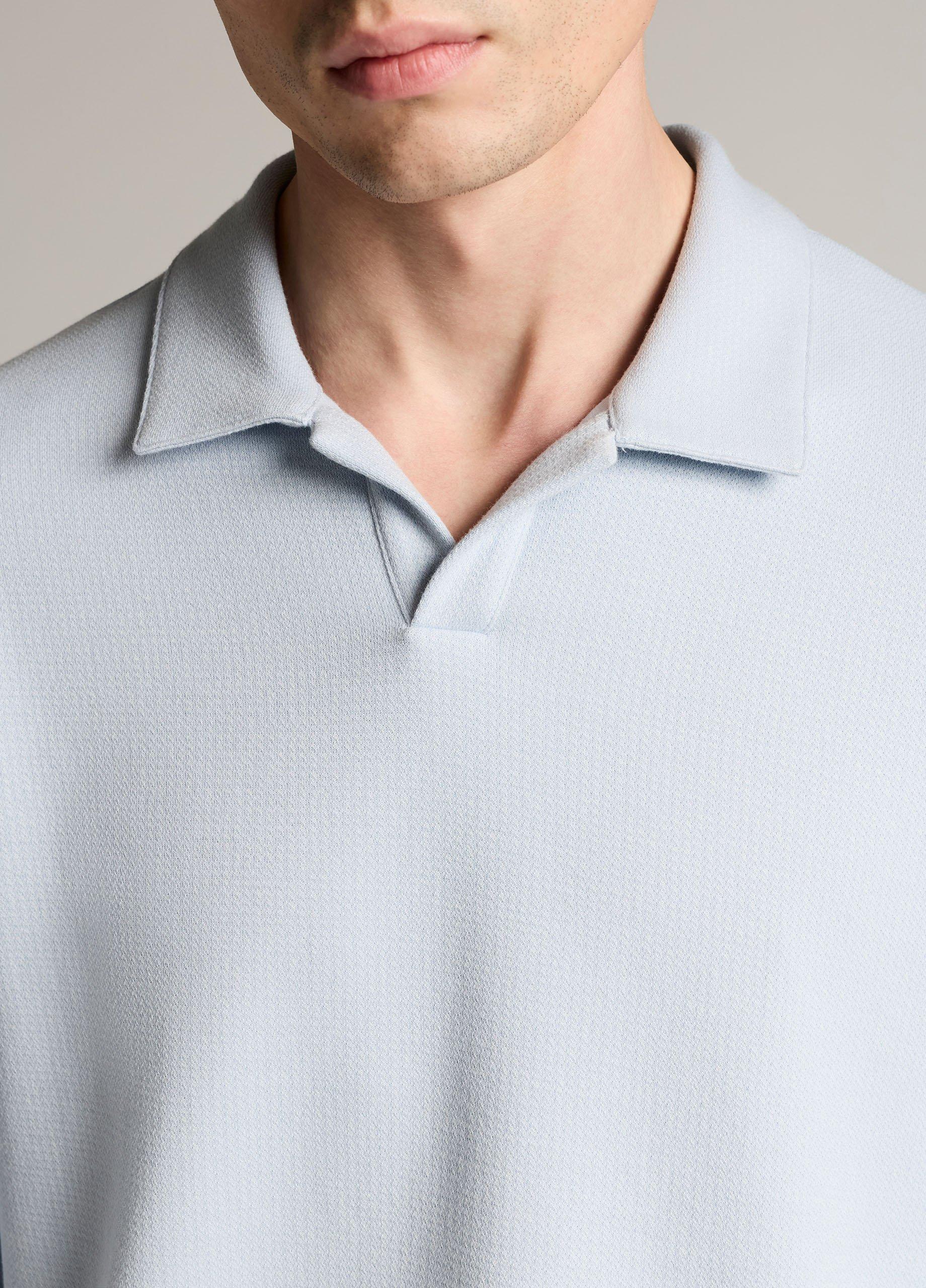 Blurred Birdseye Cotton-Blend Johnny-Collar Shirt image number 1