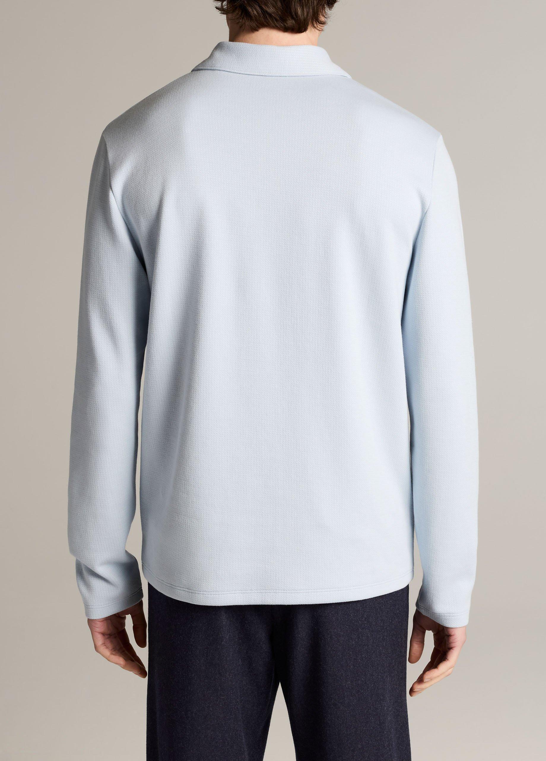 Blurred Birdseye Cotton-Blend Johnny-Collar Shirt image number 2