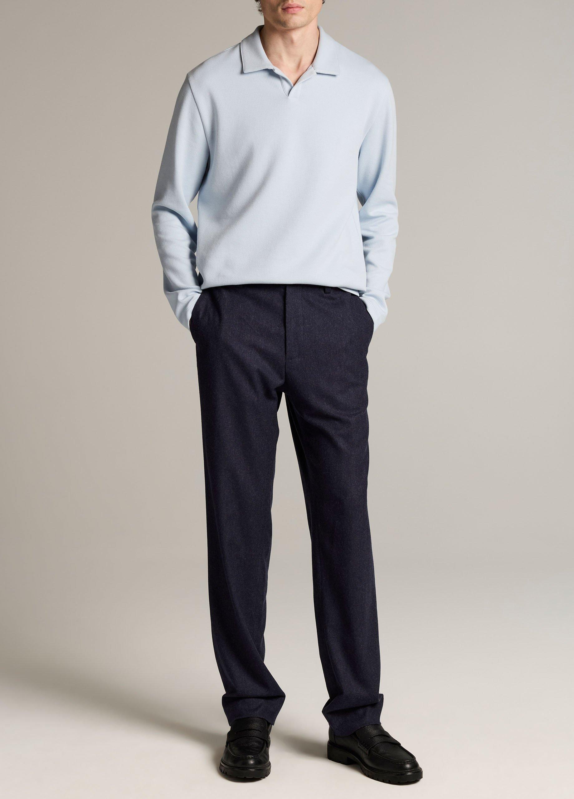 Blurred Birdseye Cotton-Blend Johnny-Collar Shirt image number 3