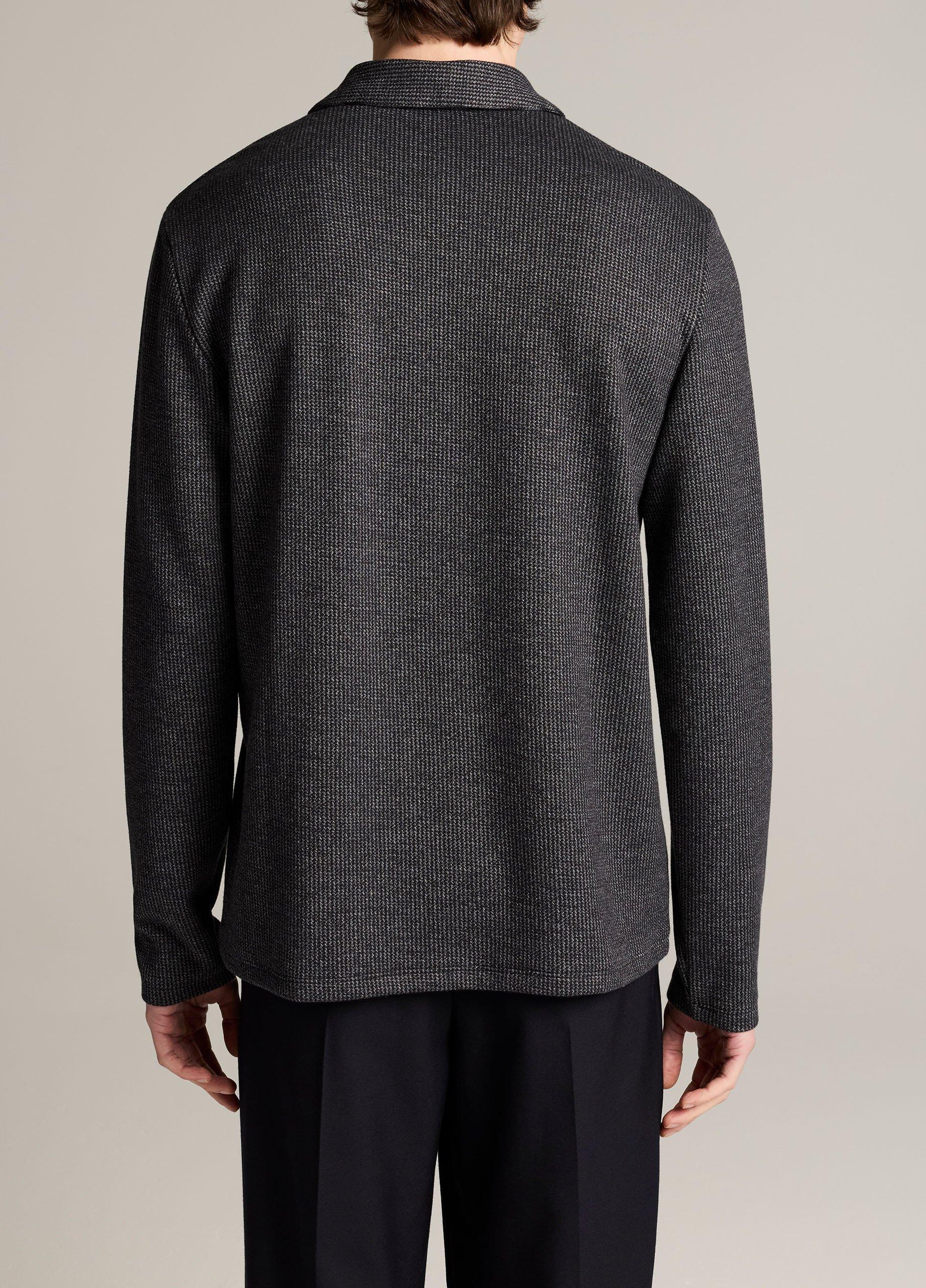 Blurred Birdseye Cotton-Blend Johnny-Collar Shirt image number 2