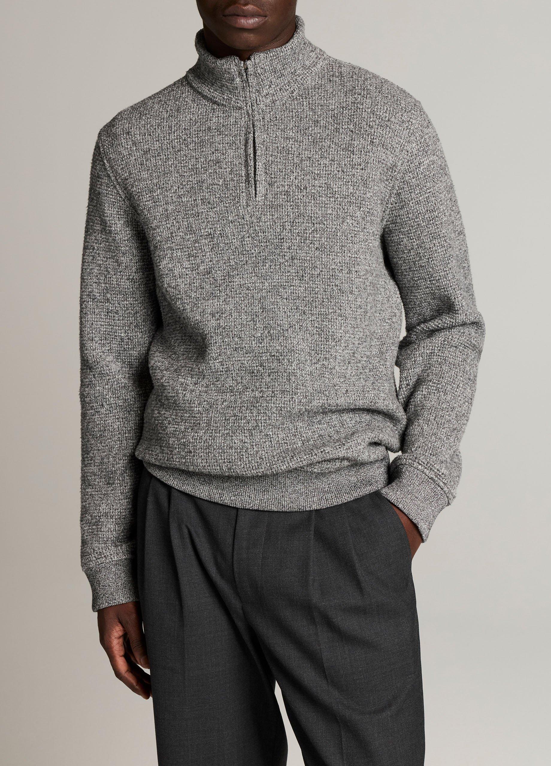 Brushed Cotton-Blend Waffle Quarter-Zip Pullover image number 0