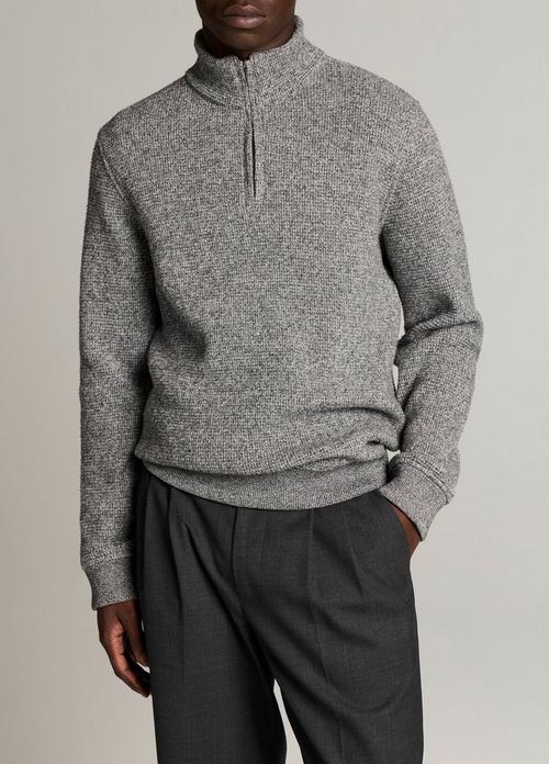 Brushed Cotton-Blend Waffle Quarter-Zip Pullover