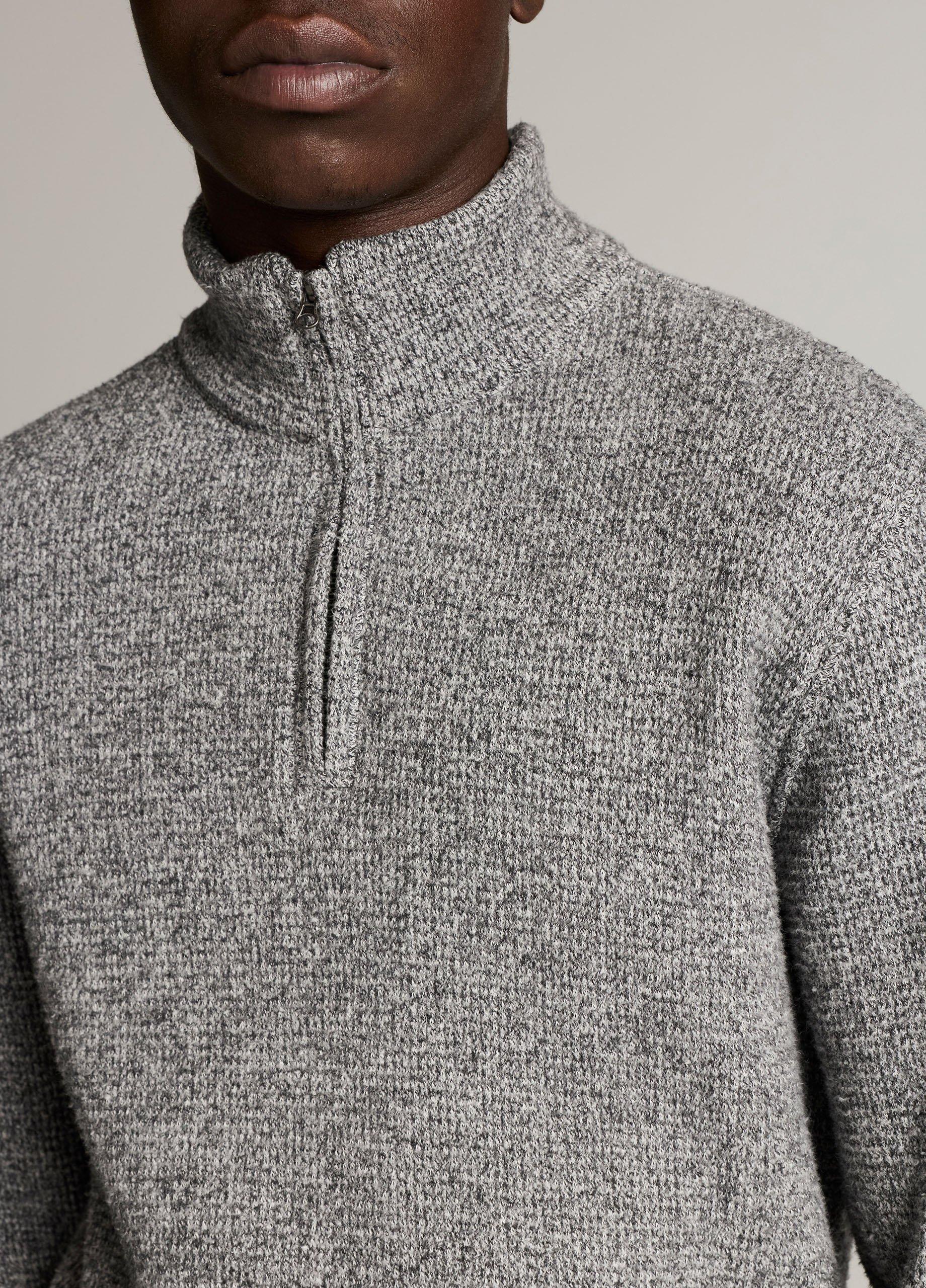 Brushed Cotton-Blend Waffle Quarter-Zip Pullover image number 1