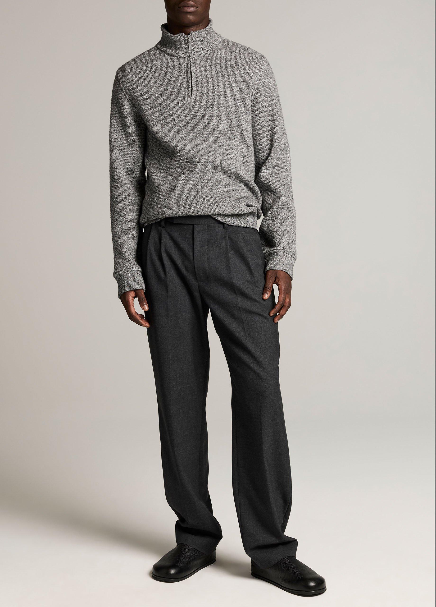 Brushed Cotton-Blend Waffle Quarter-Zip Pullover image number 3