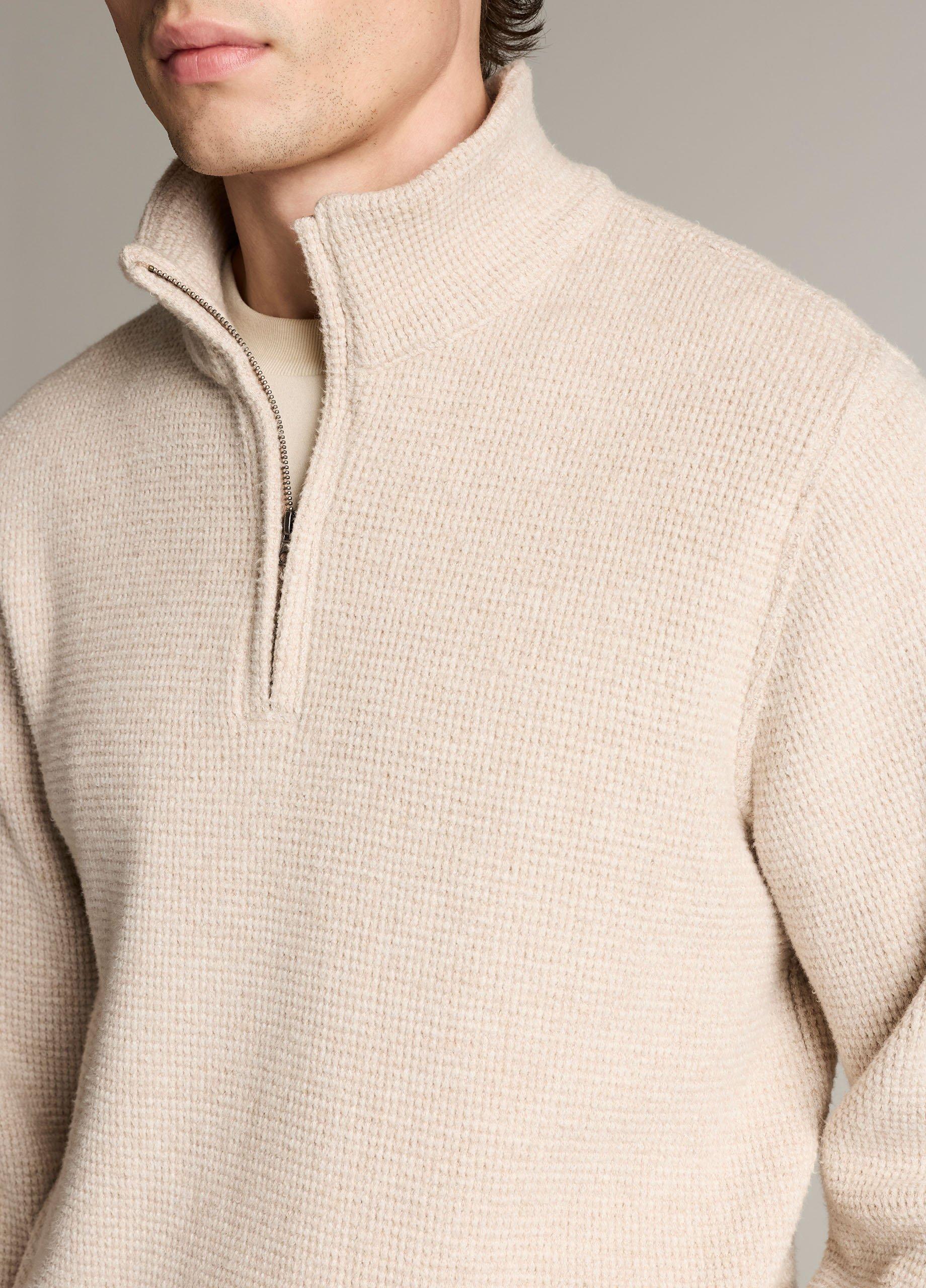 Brushed Cotton-Blend Waffle Quarter-Zip Pullover image number 1