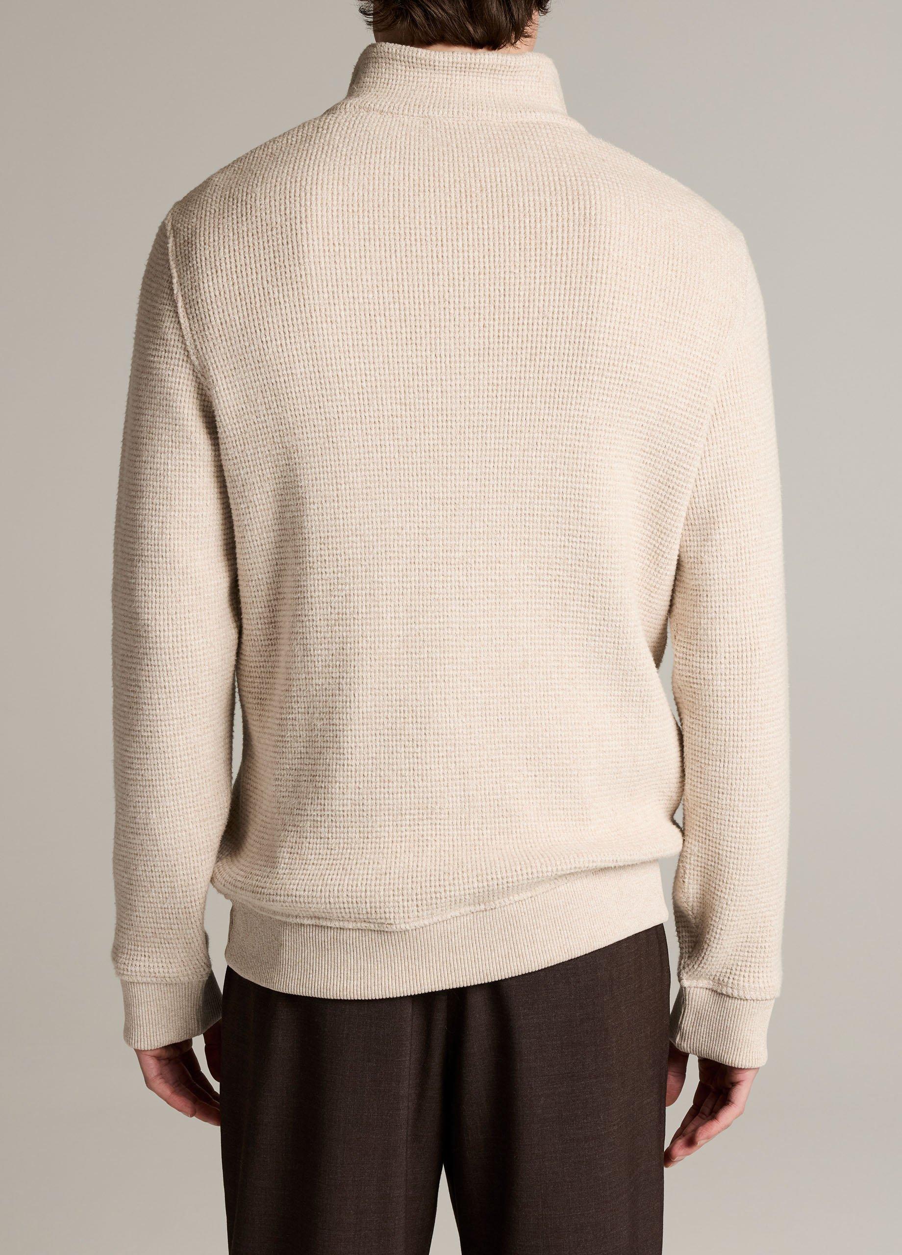 Brushed Cotton-Blend Waffle Quarter-Zip Pullover image number 2