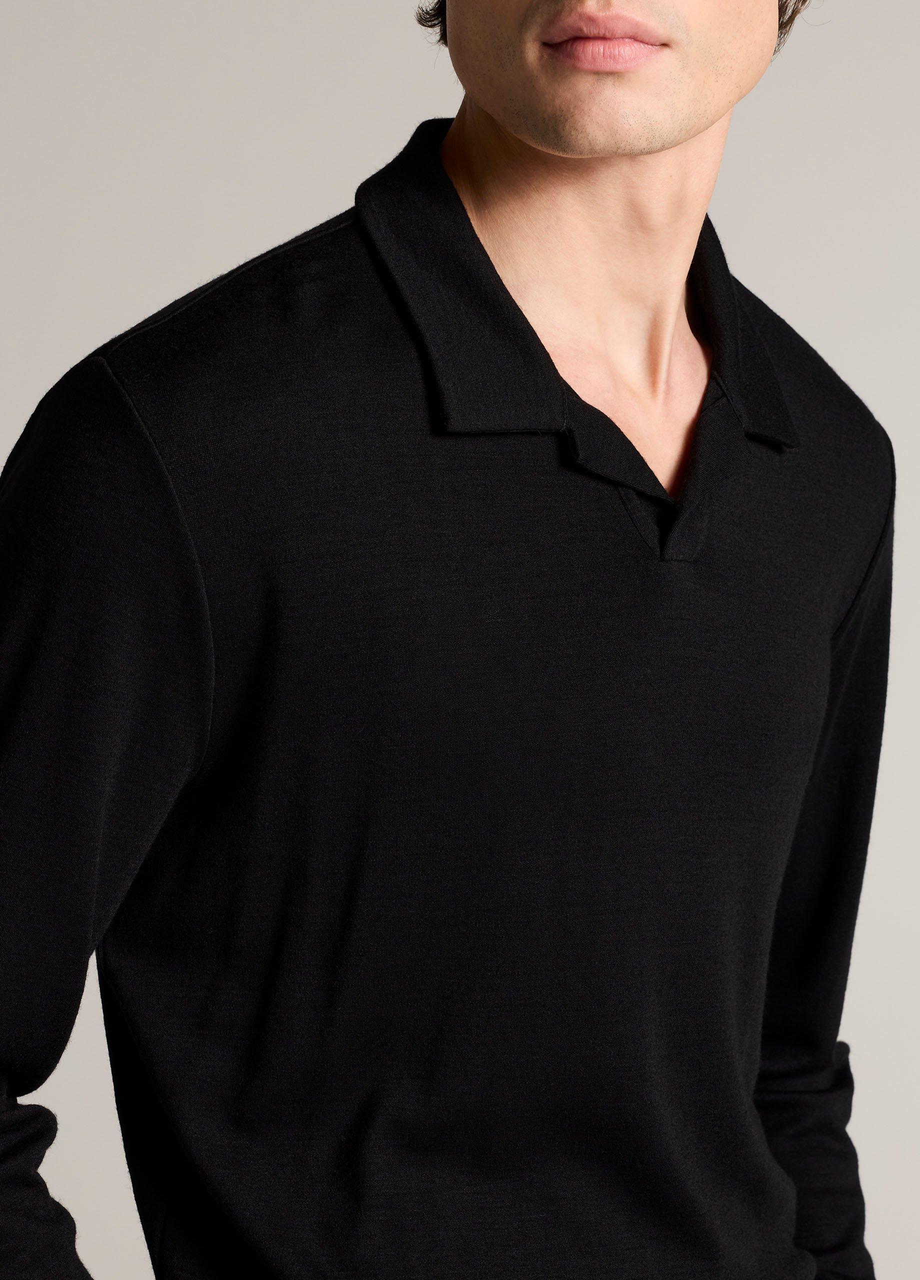 Wool Interlock Johnny-Collar Polo Sweater image number 1