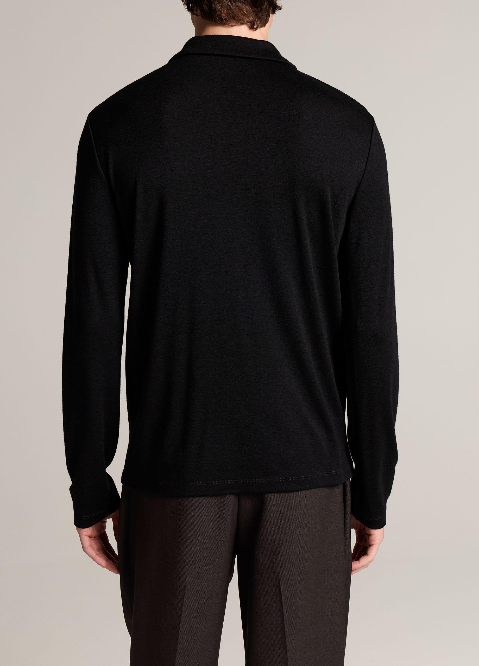 Wool Interlock Johnny-Collar Polo Sweater image number 2
