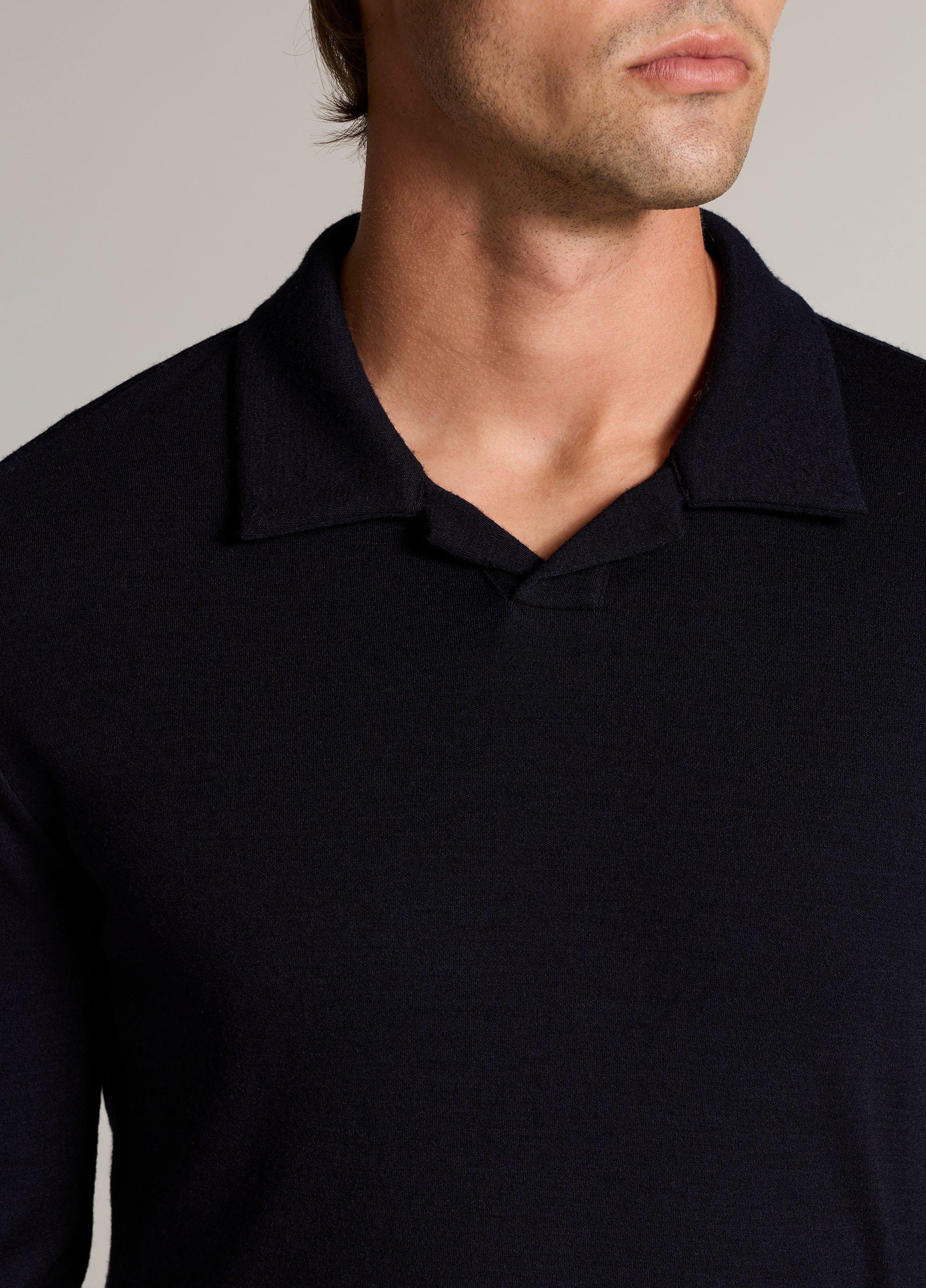 Wool Interlock Johnny-Collar Polo Sweater image number 1