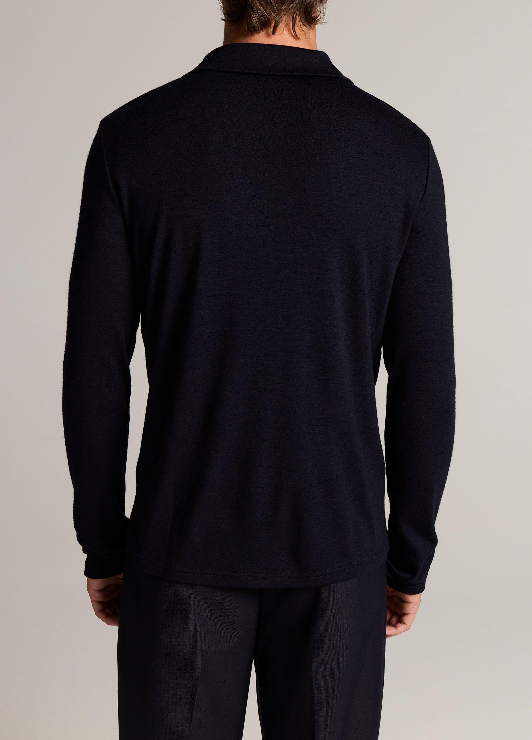 Wool Interlock Johnny-Collar Polo Sweater image number 2