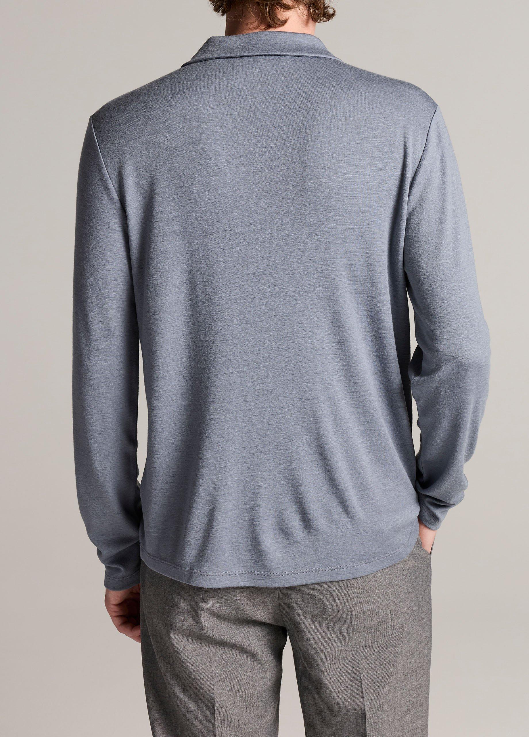 Wool Interlock Johnny-Collar Polo Sweater image number 2
