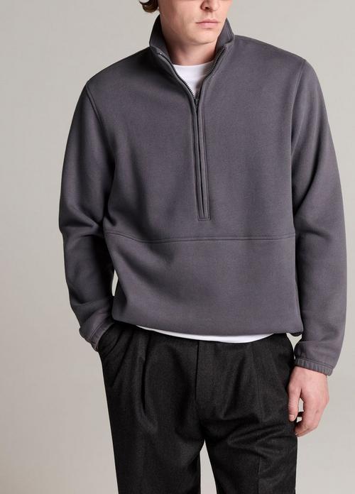 Peached-Face Cotton-Blend Half-Zip Pullover
