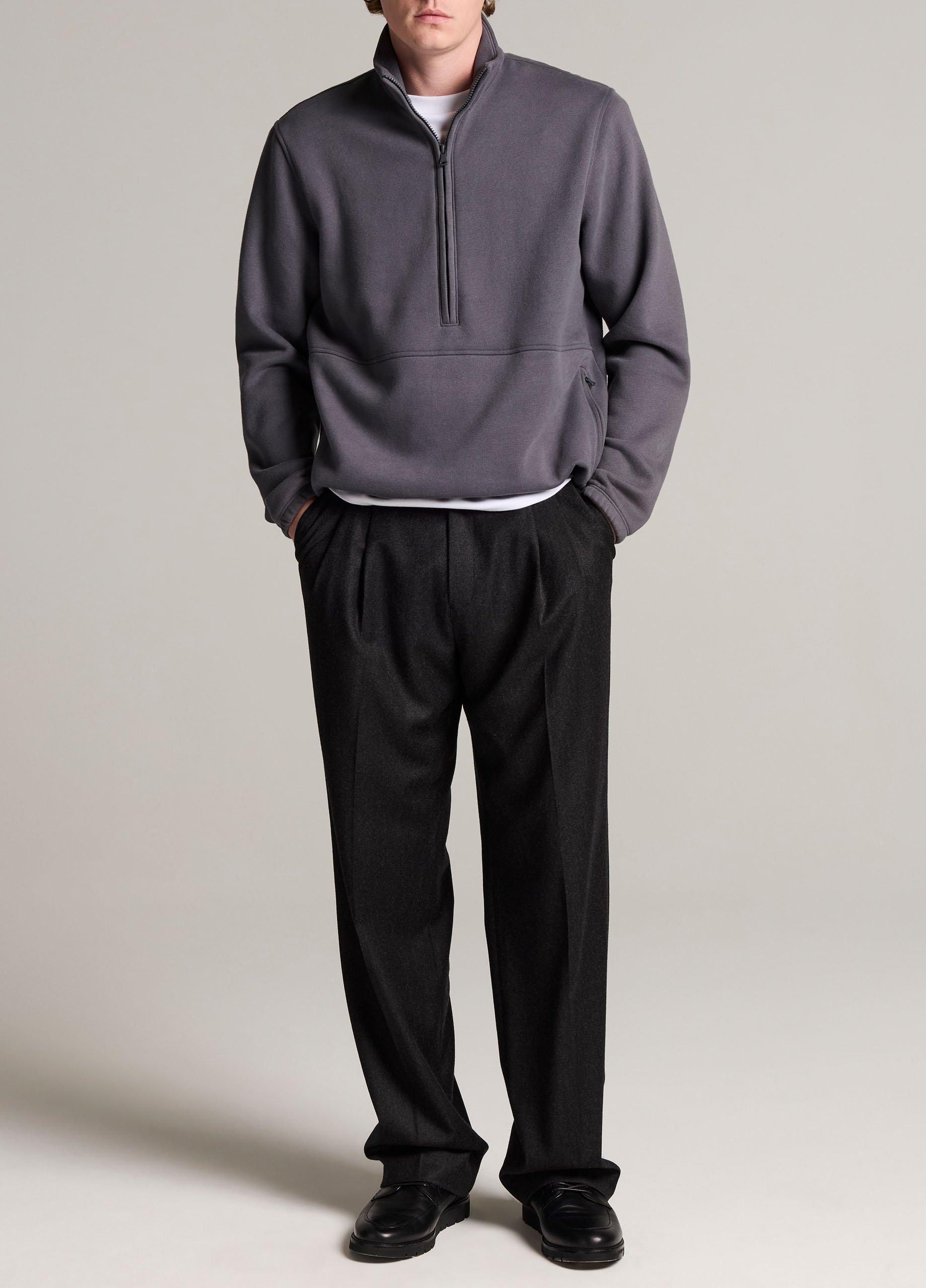 Peached-Face Cotton-Blend Half-Zip Pullover image number 3