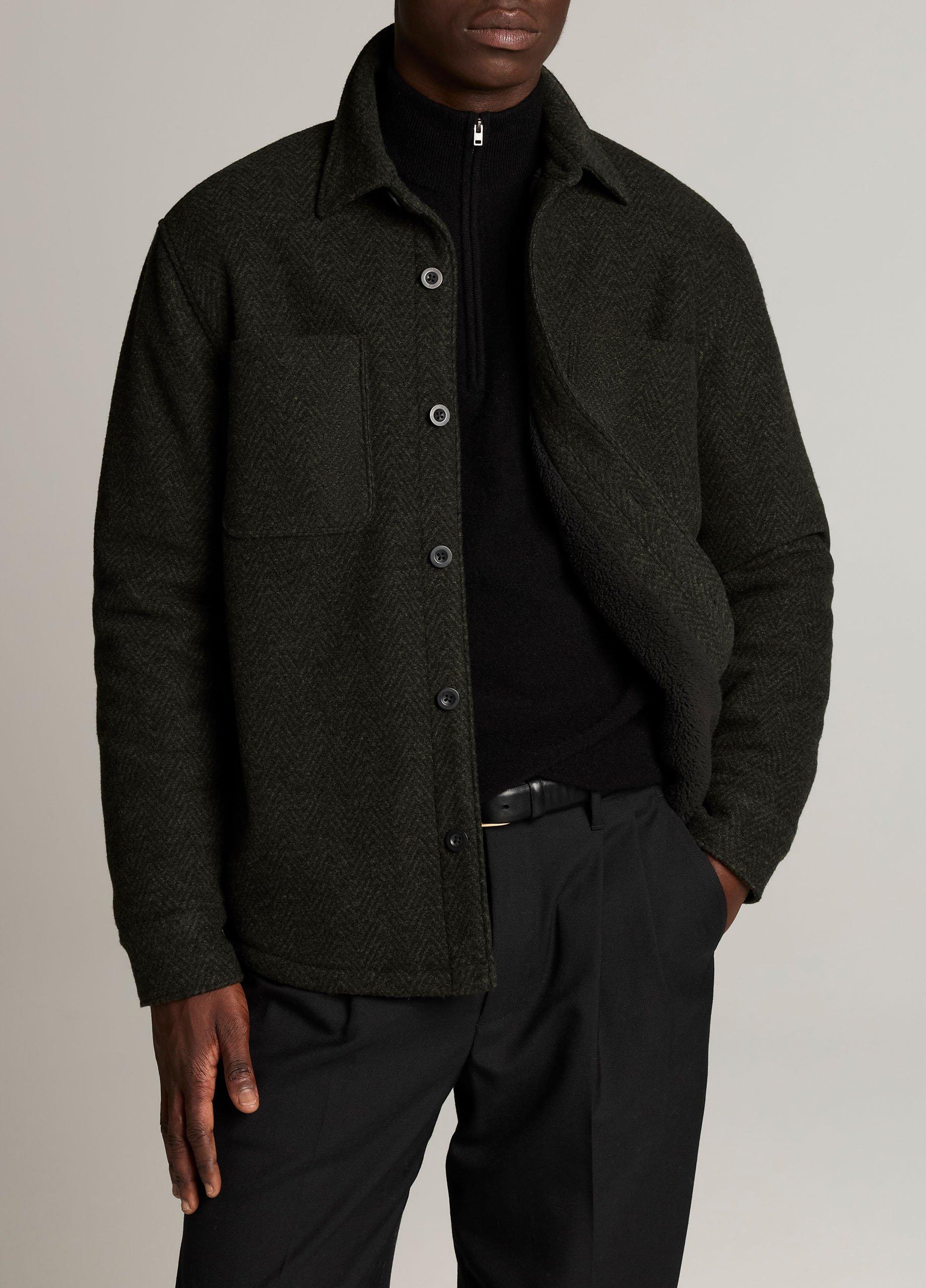 Herringbone Sherpa-Lined Shirt Jacket image number 0