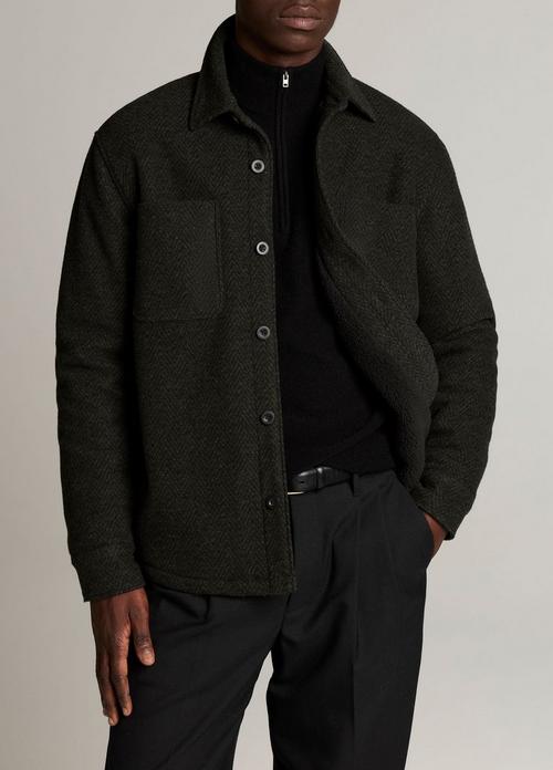 Herringbone Sherpa-Lined Shirt Jacket
