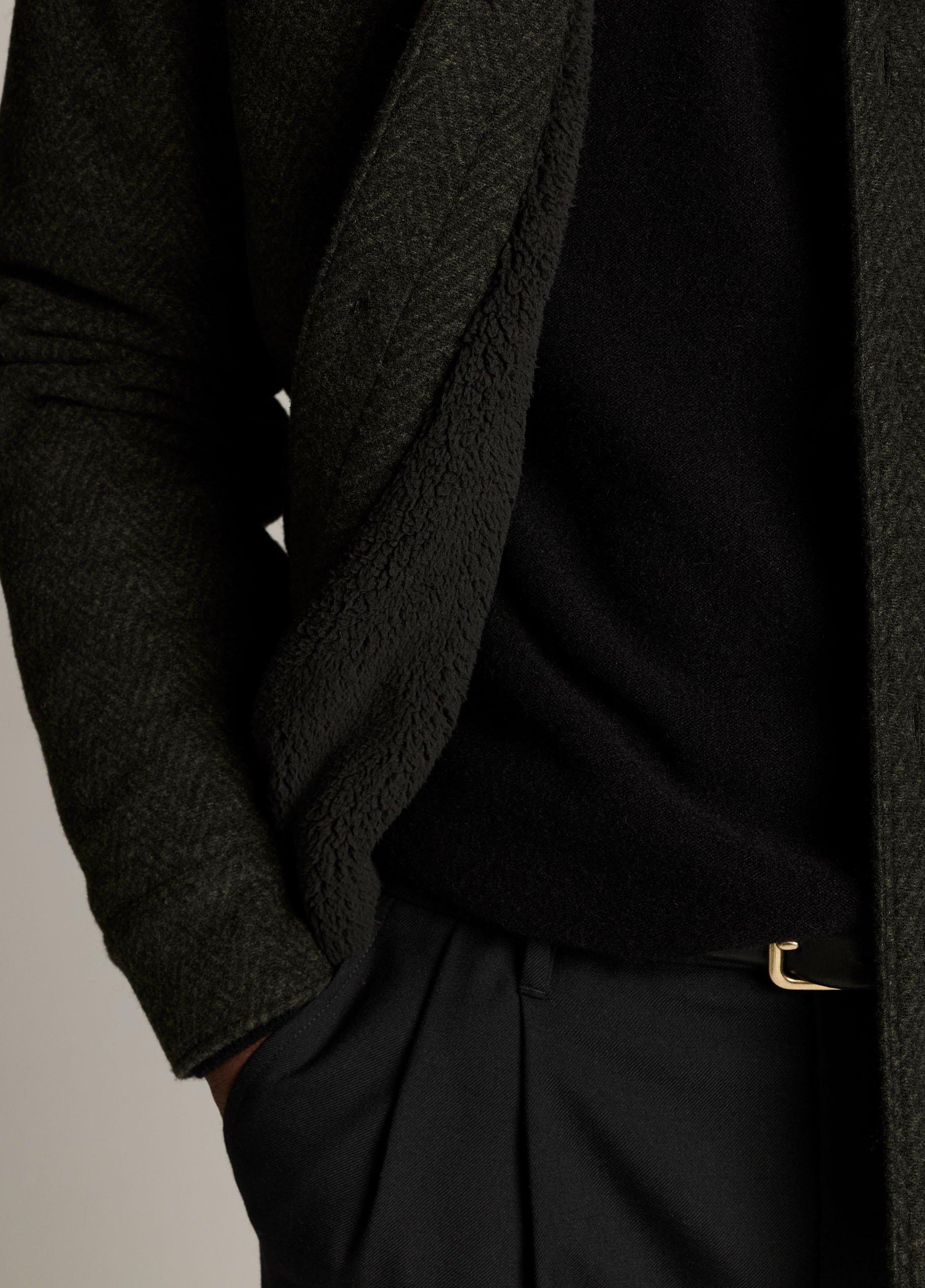 Herringbone Sherpa-Lined Shirt Jacket image number 1