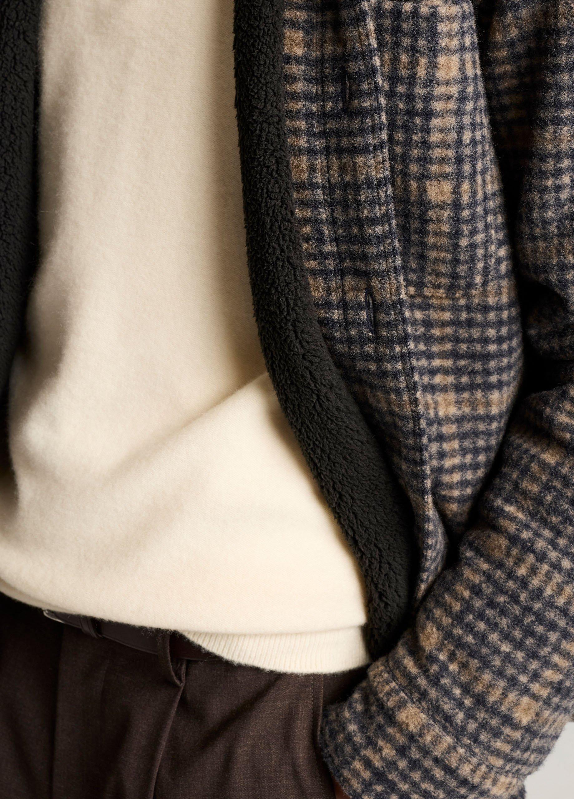 Sherpa-Lined Plaid Flannel Shirt Jacket image number 1