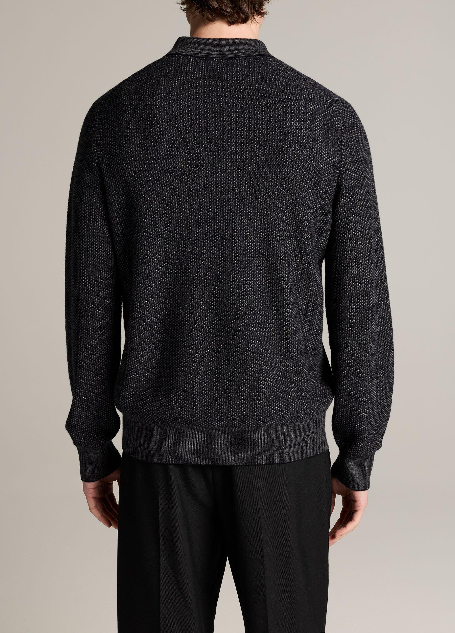 Geo-Jacquard Wool-Blend Zip Polo Sweater image number 2
