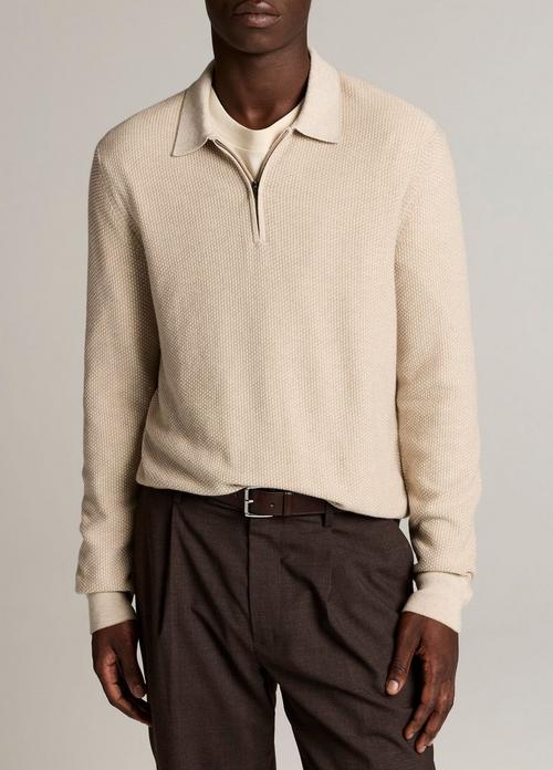 Geo-Jacquard Wool-Blend Zip Polo Sweater