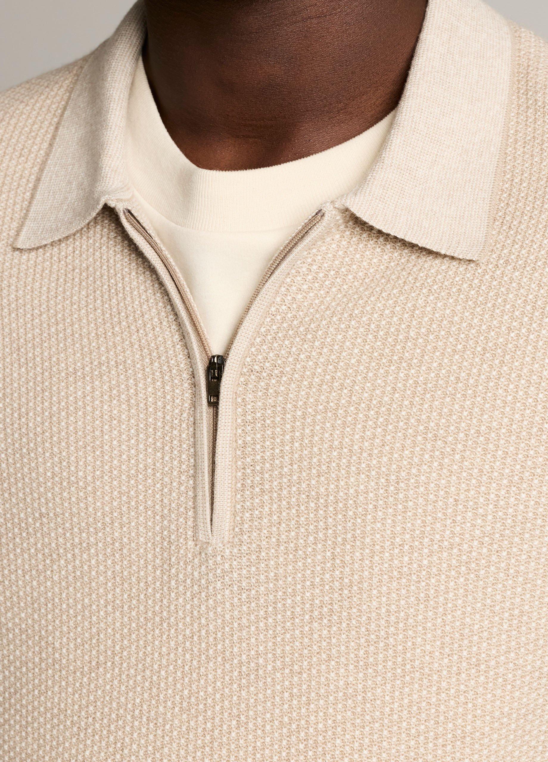 Geo-Jacquard Wool-Blend Zip Polo Sweater image number 1
