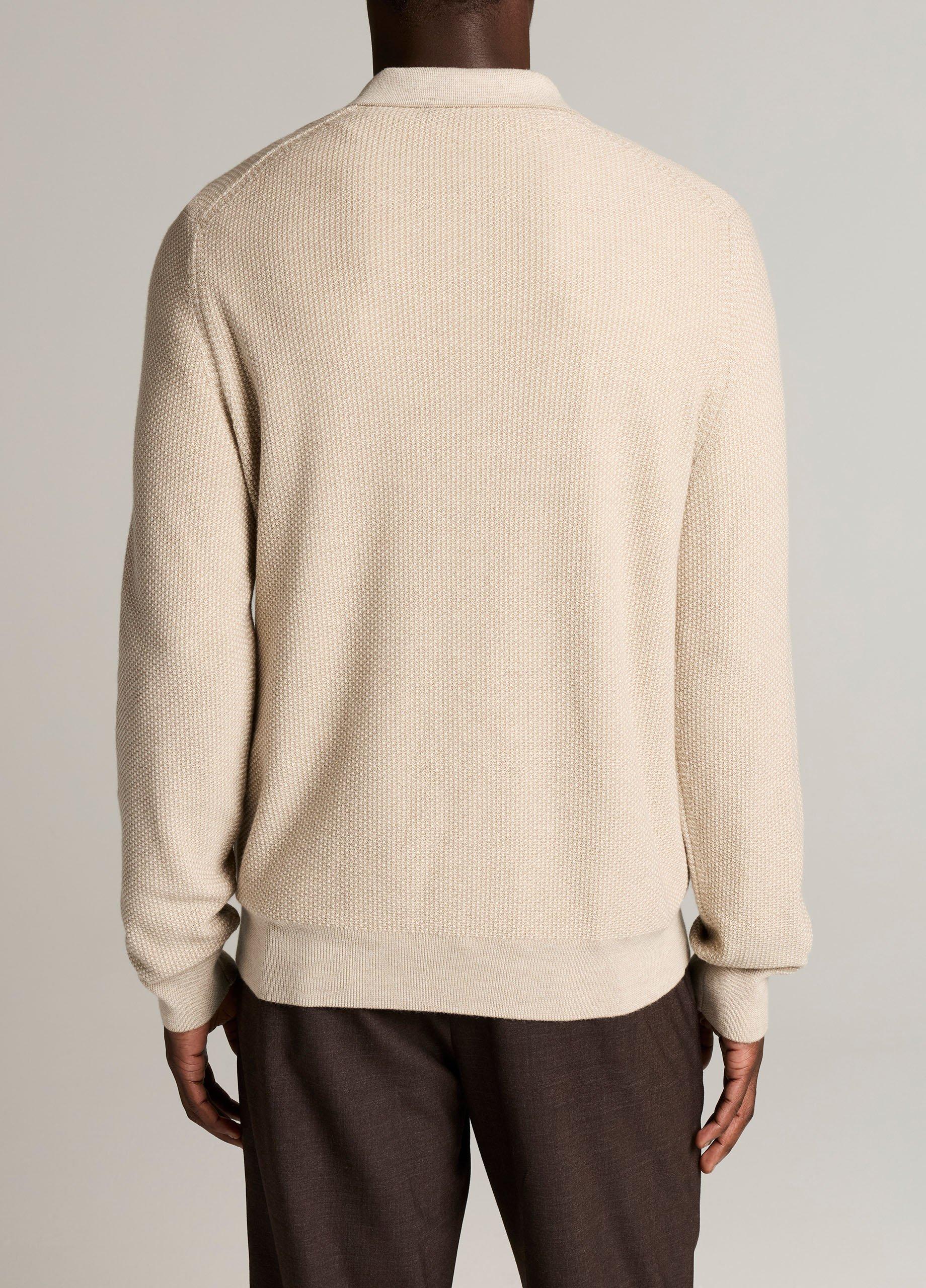 Geo-Jacquard Wool-Blend Zip Polo Sweater image number 2