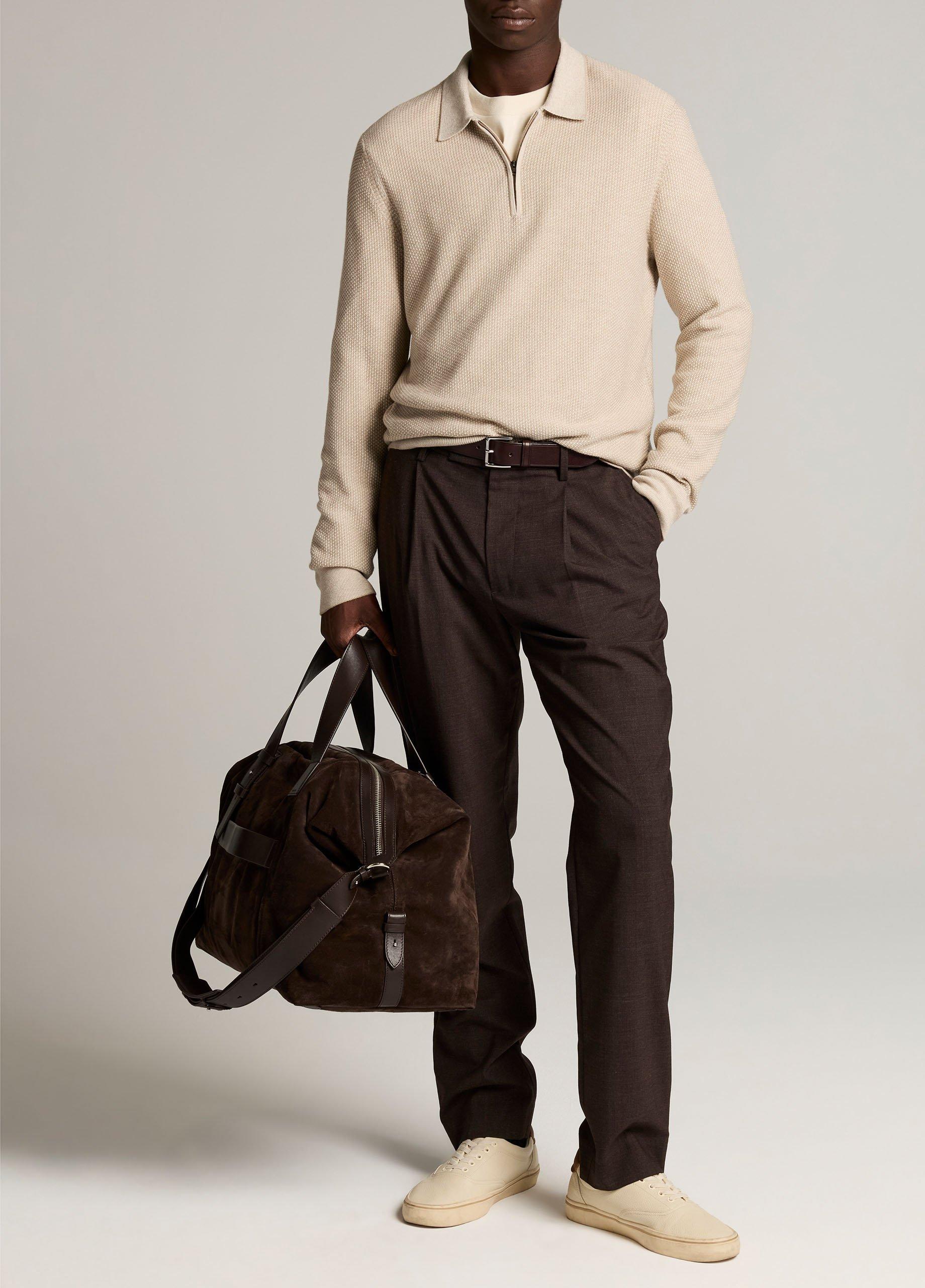 Geo-Jacquard Wool-Blend Zip Polo Sweater image number 3