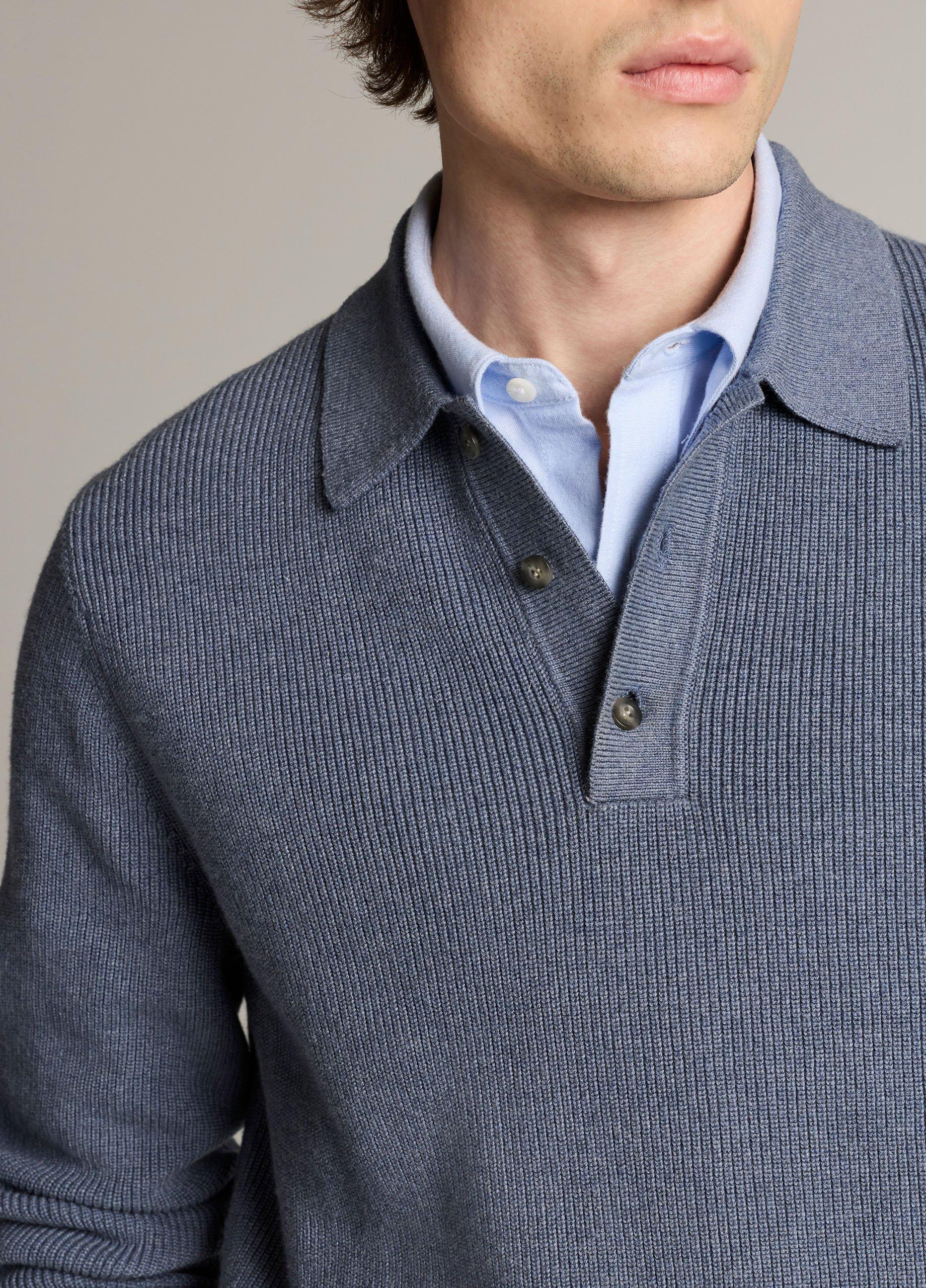 Heirloom Shaker Cotton-Cashmere Polo Sweater image number 1