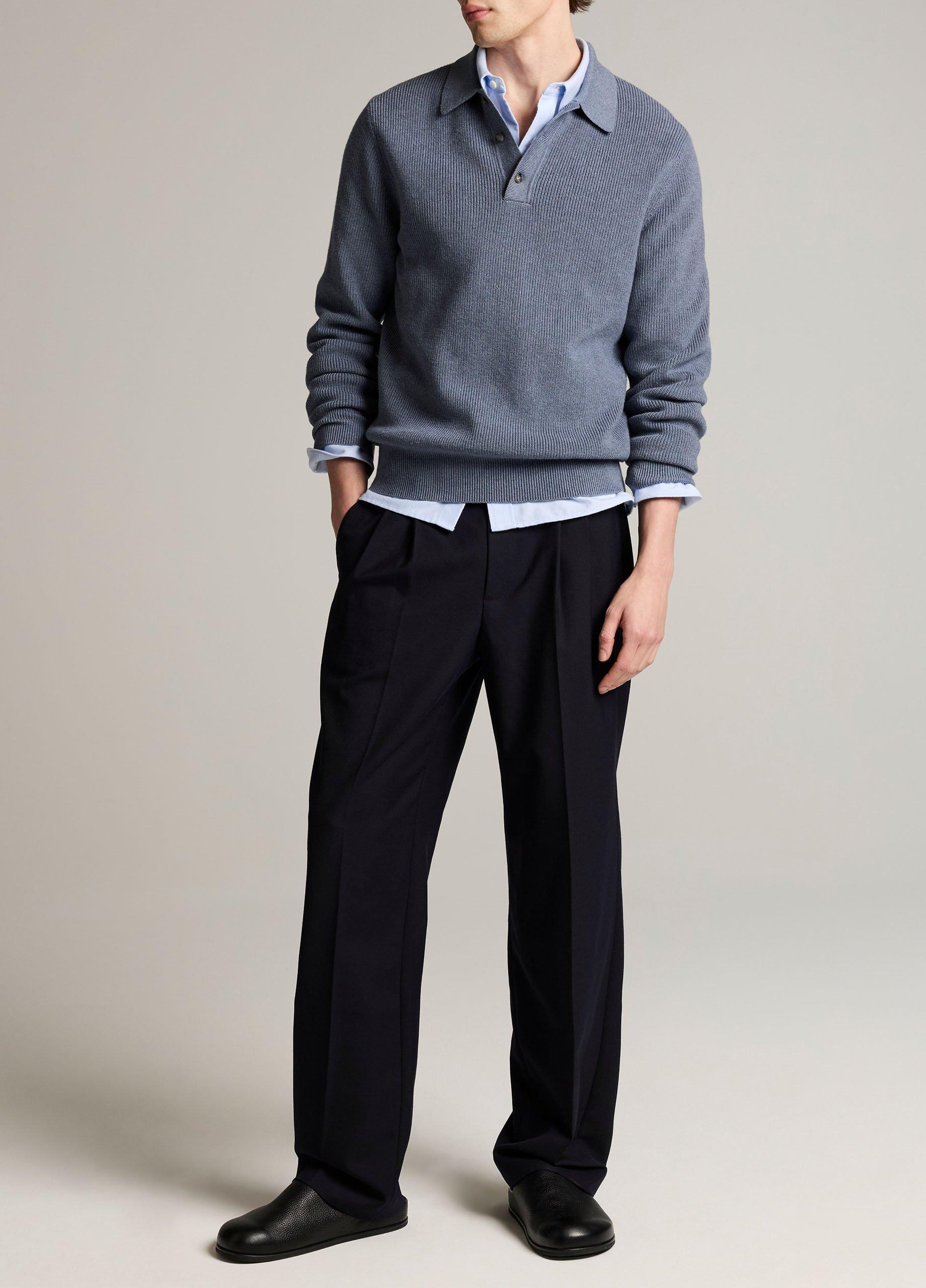 Heirloom Shaker Cotton-Cashmere Polo Sweater image number 3