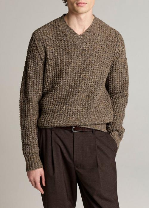 Donegal Waffle Merino Wool-Blend V-Neck Sweater
