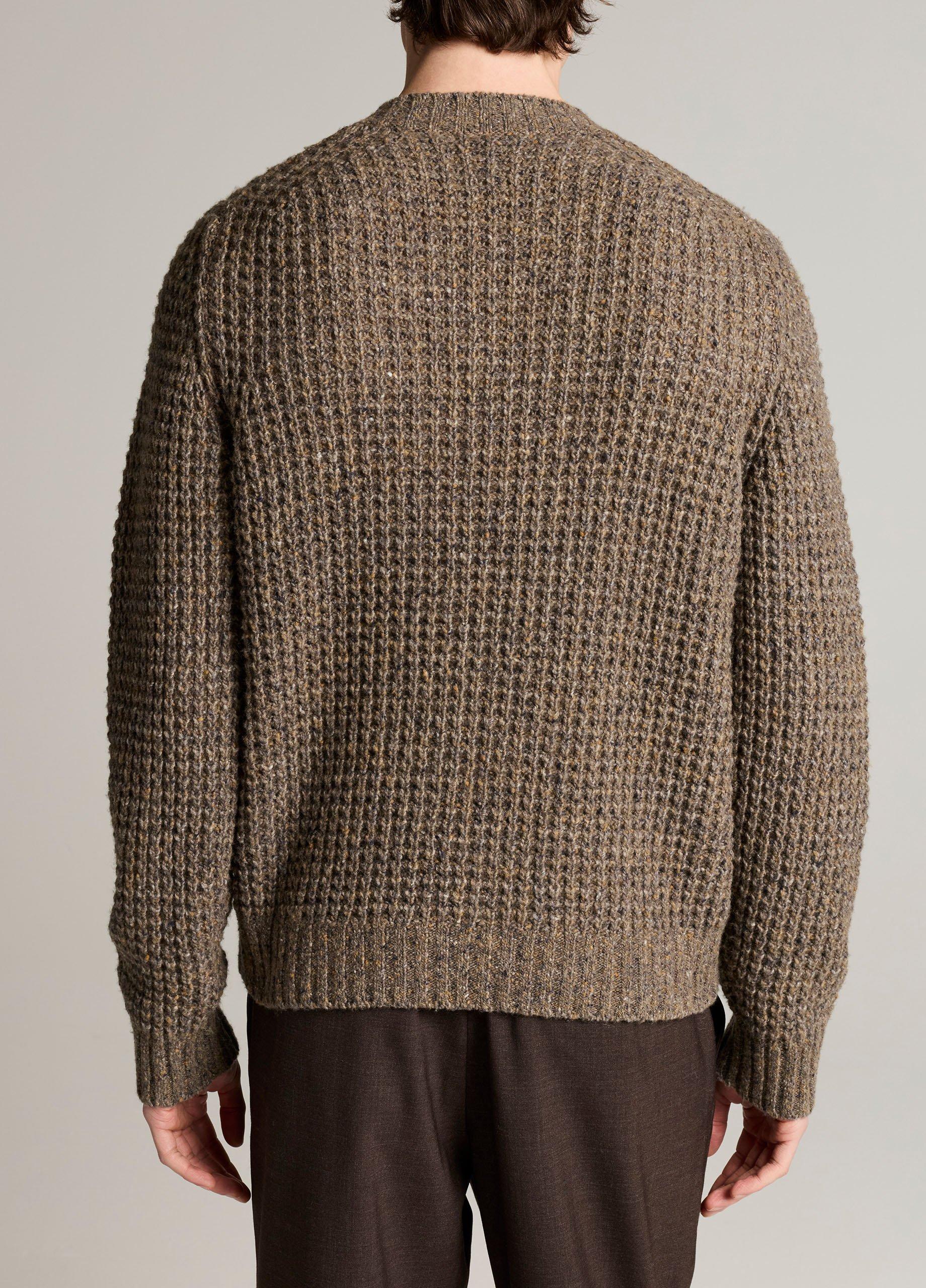 Donegal Waffle Merino Wool-Blend V-Neck Sweater image number 2