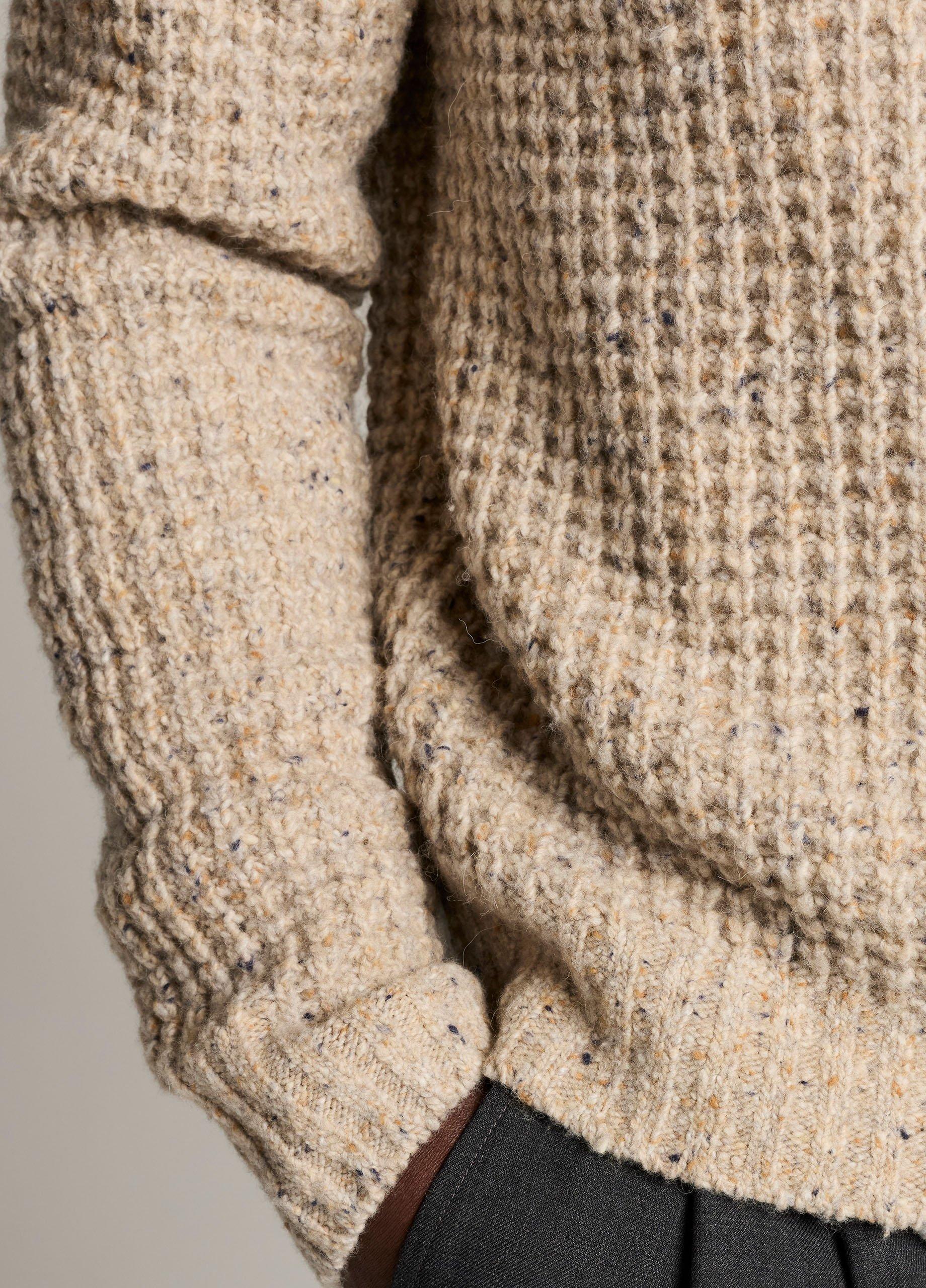 Donegal Waffle Merino Wool-Blend V-Neck Sweater image number 1