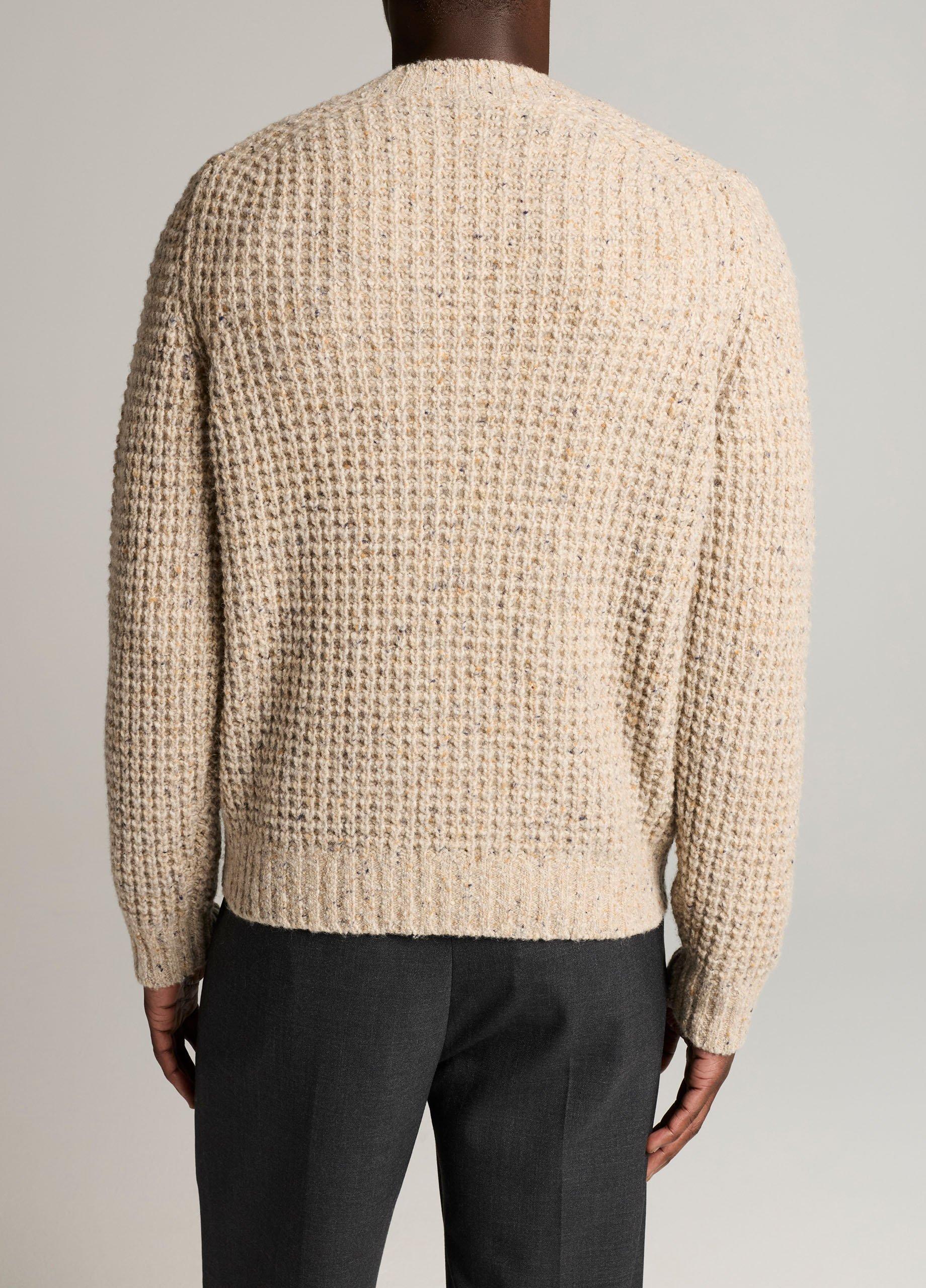 Donegal Waffle Merino Wool-Blend V-Neck Sweater image number 2