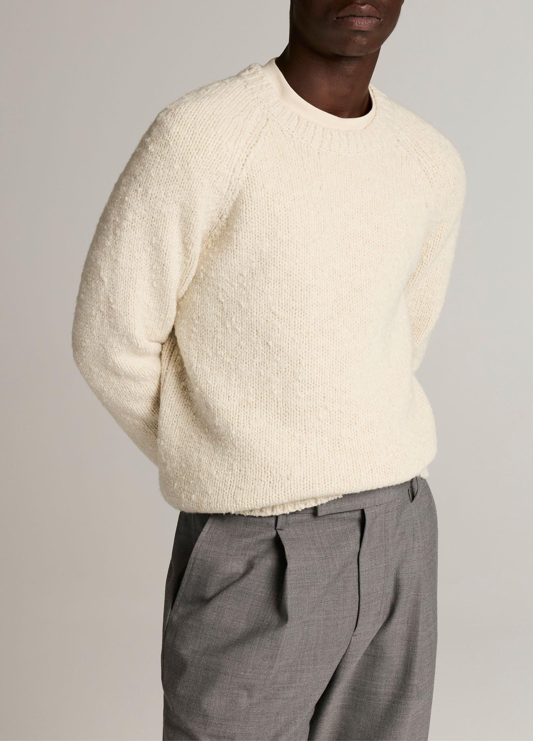 Italian Merino Wool-Blend Boucl&eacute; Raglan-Sleeve Sweater image number 0