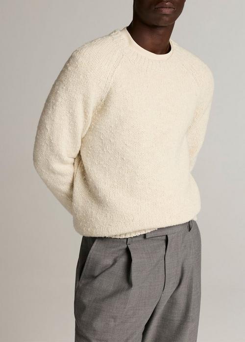 Italian Merino Wool-Blend Boucl&eacute; Raglan-Sleeve Sweater