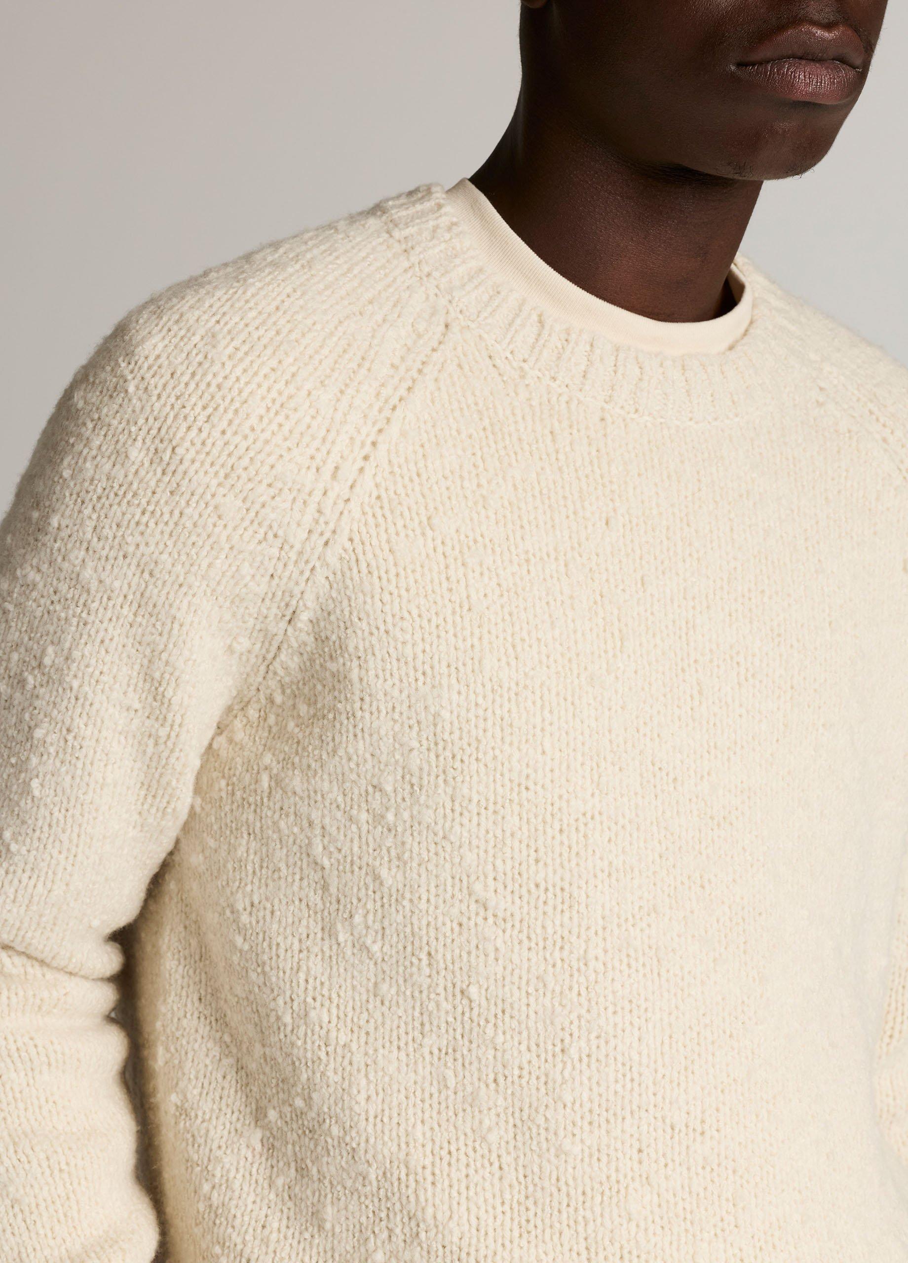 Italian Merino Wool-Blend Boucl&eacute; Raglan-Sleeve Sweater image number 1