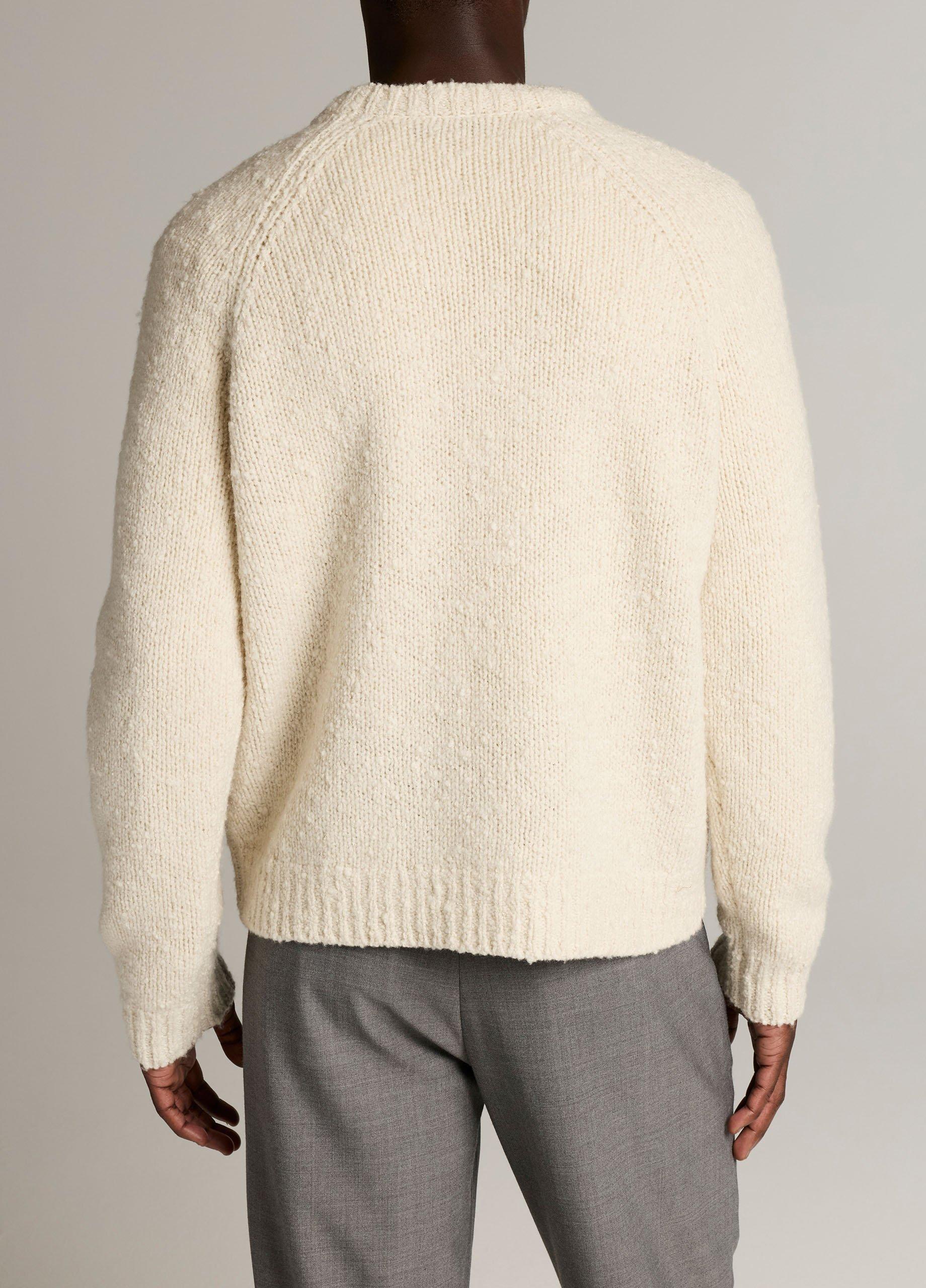 Italian Merino Wool-Blend Boucl&eacute; Raglan-Sleeve Sweater image number 2
