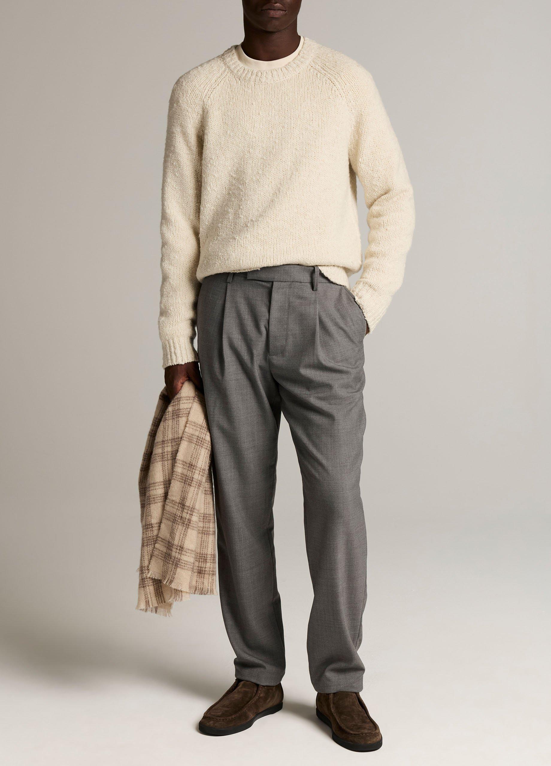 Italian Merino Wool-Blend Boucl&eacute; Raglan-Sleeve Sweater image number 3
