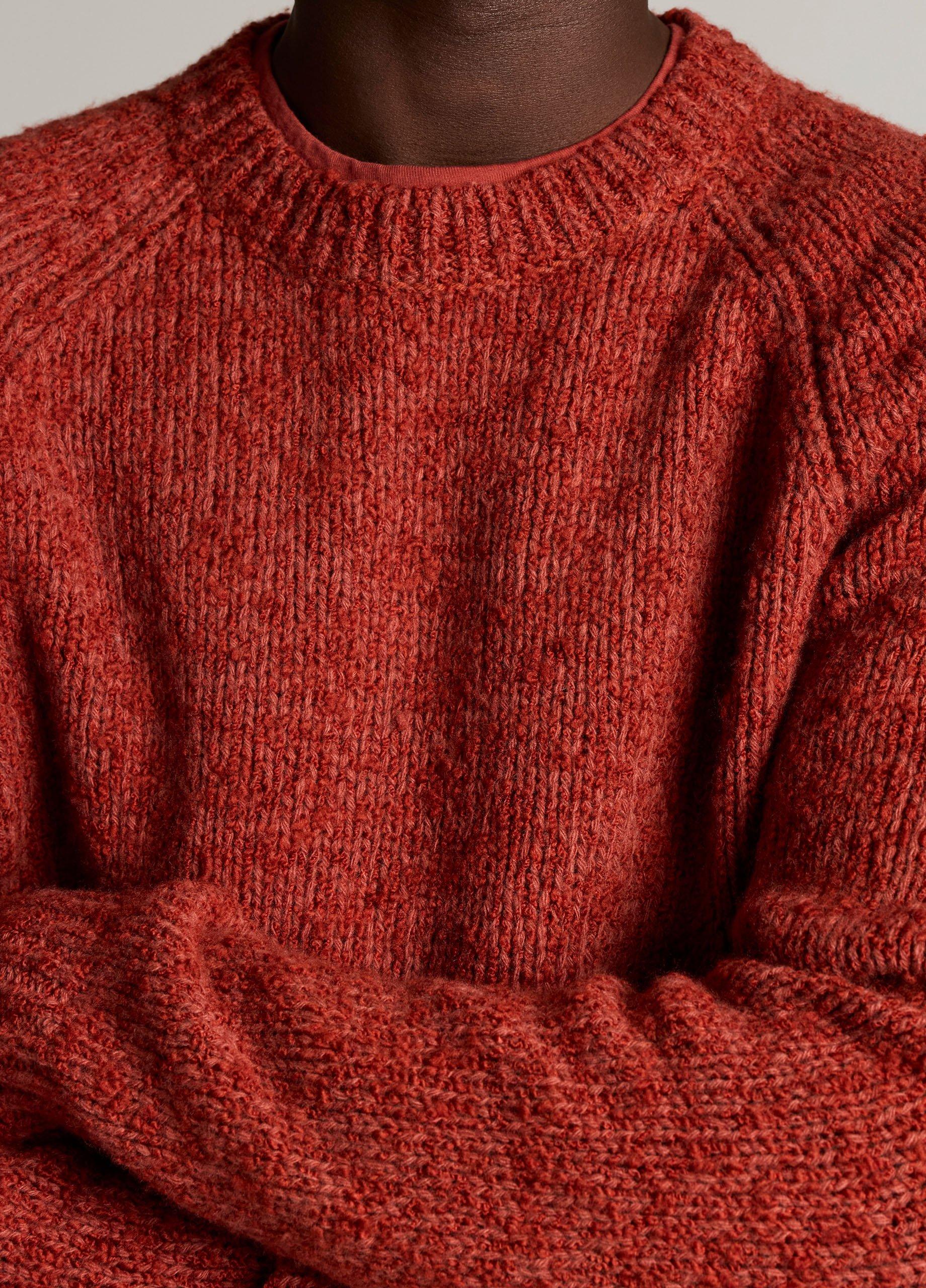 Italian Merino Wool-Blend Boucl&eacute; Raglan-Sleeve Sweater image number 1
