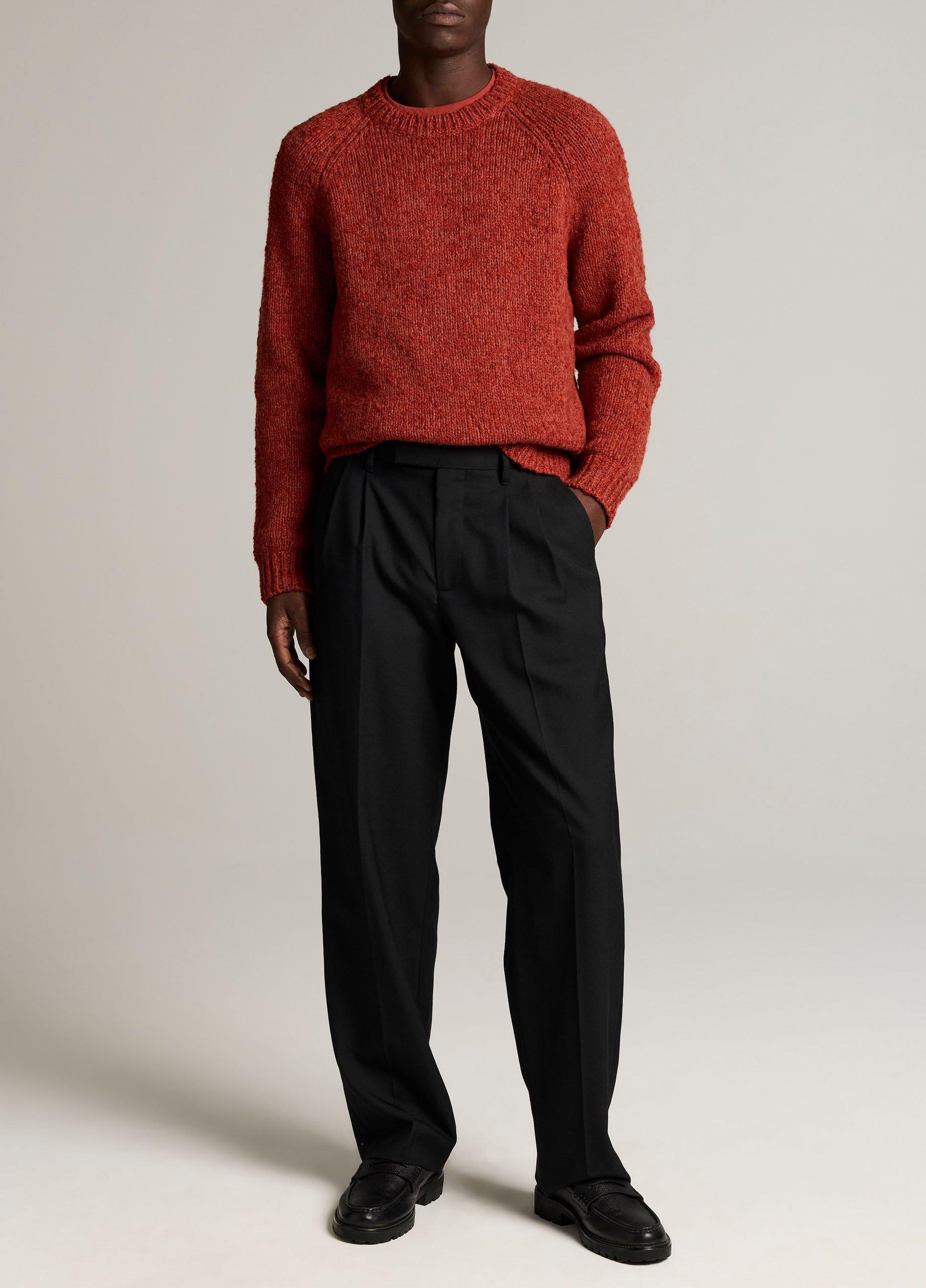 Italian Merino Wool-Blend Boucl&eacute; Raglan-Sleeve Sweater image number 3