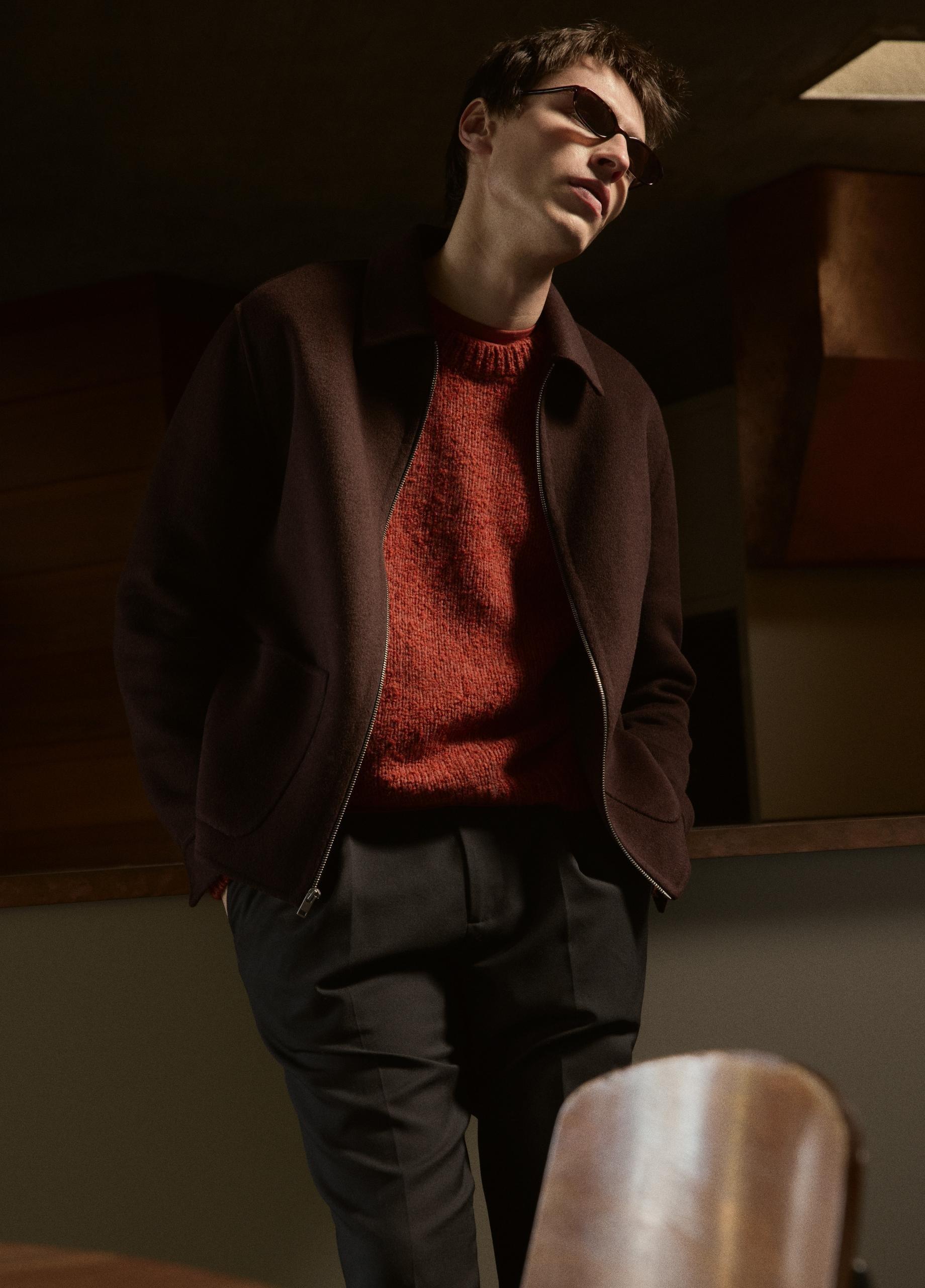 Italian Merino Wool-Blend Boucl&eacute; Raglan-Sleeve Sweater image number 4