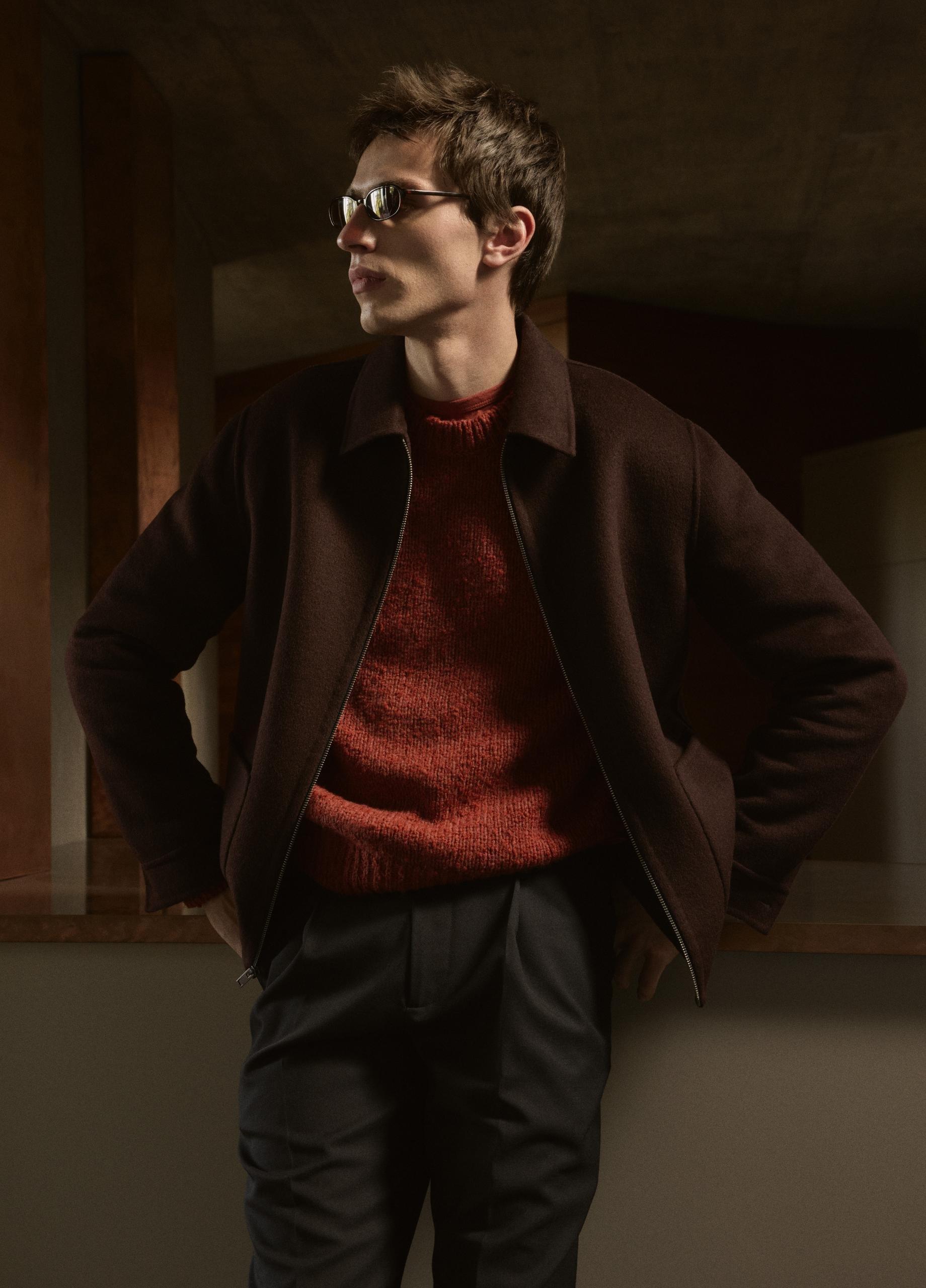 Italian Merino Wool-Blend Boucl&eacute; Raglan-Sleeve Sweater image number 5